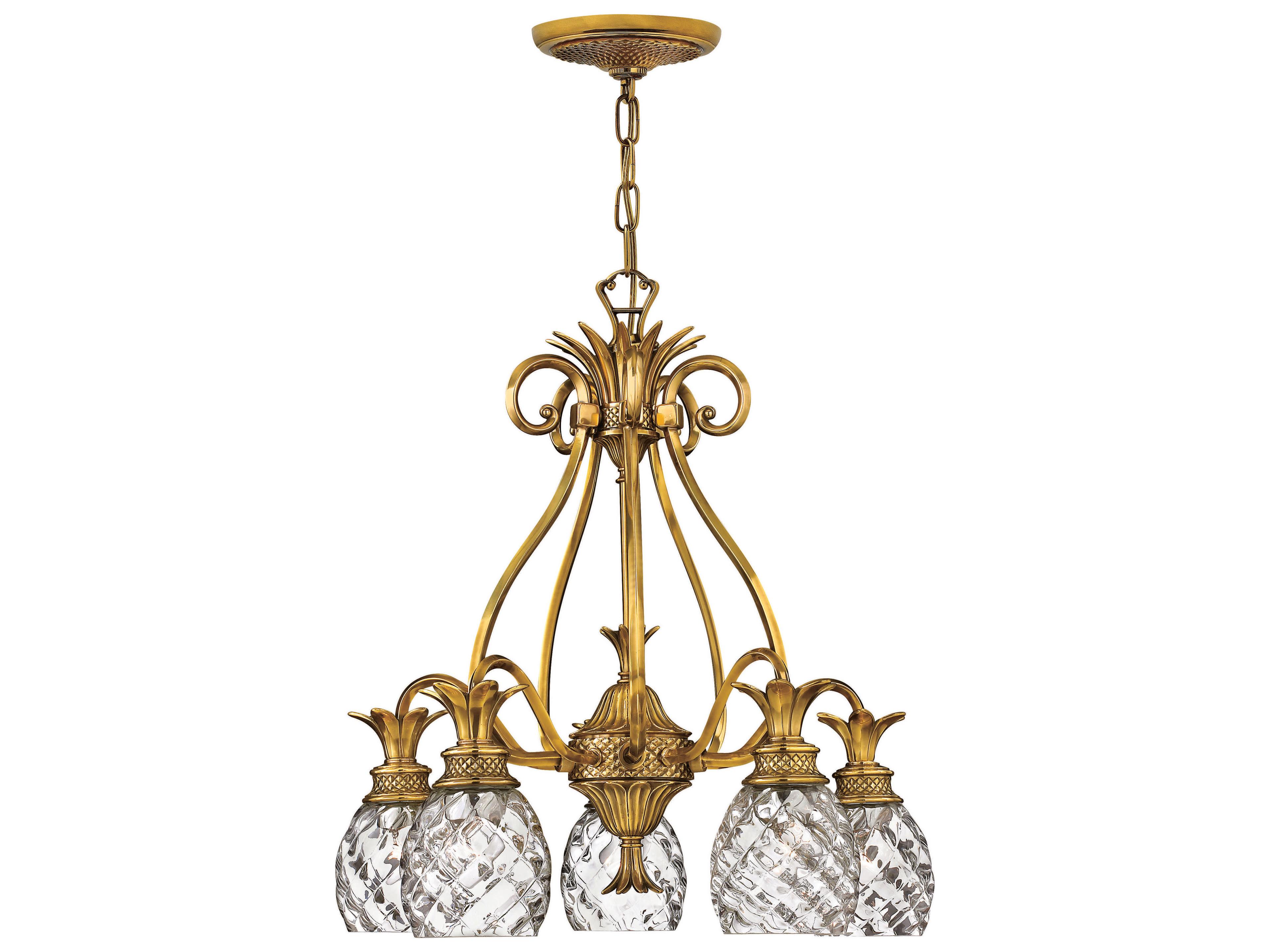Plantation 5-Light Burnished Brass Glass Bell Chandelier