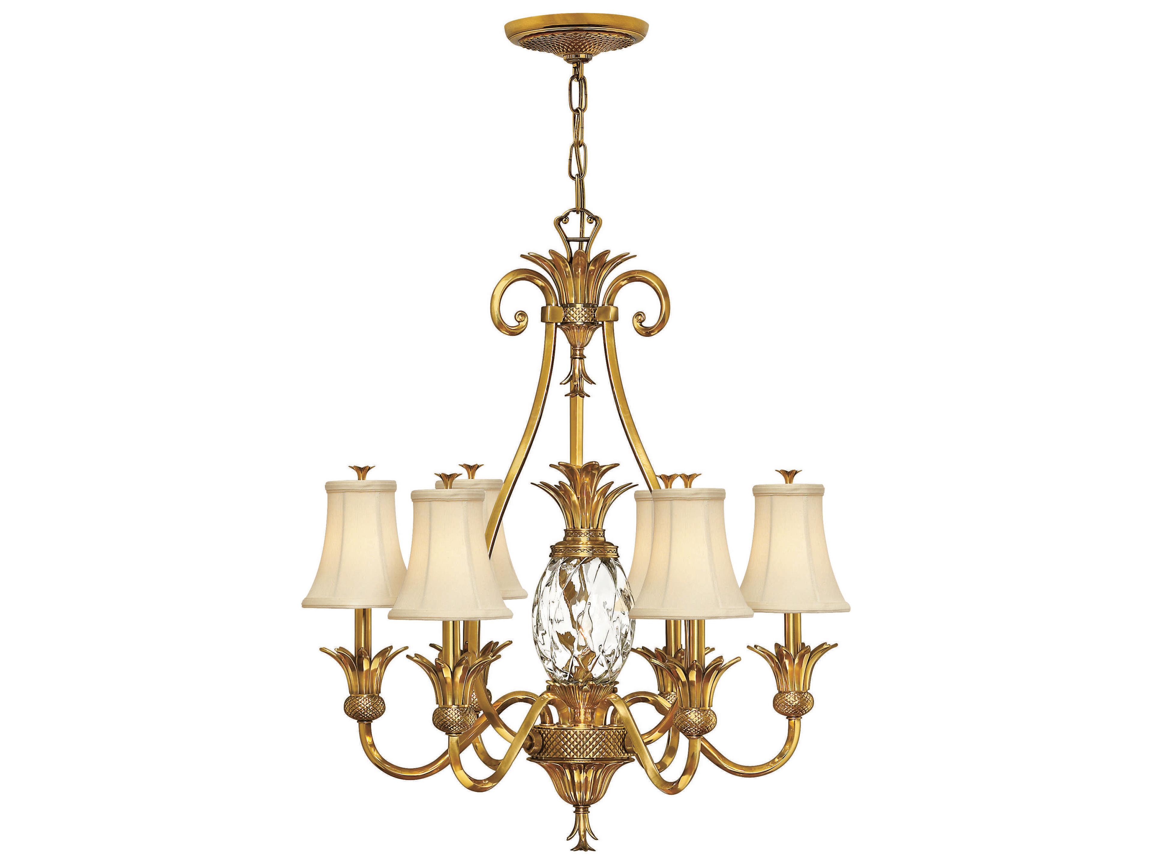 Plantation 7-Light Burnished Brass Glass Empire Chandelier