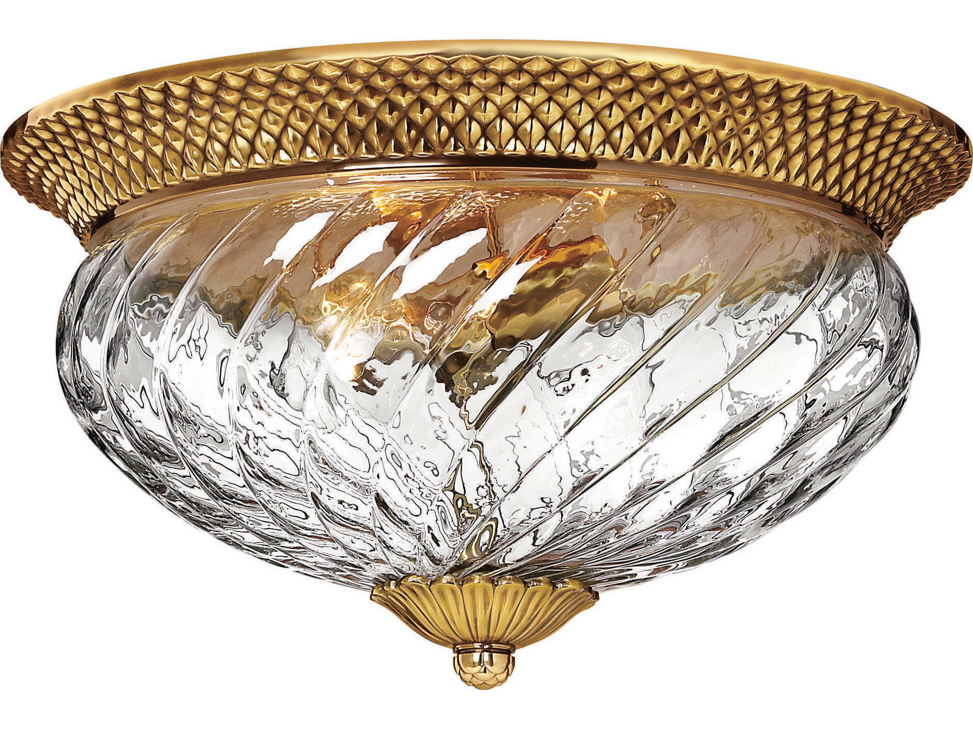Plantation 3-Light Burnished Brass Glass Dome Flush Mount