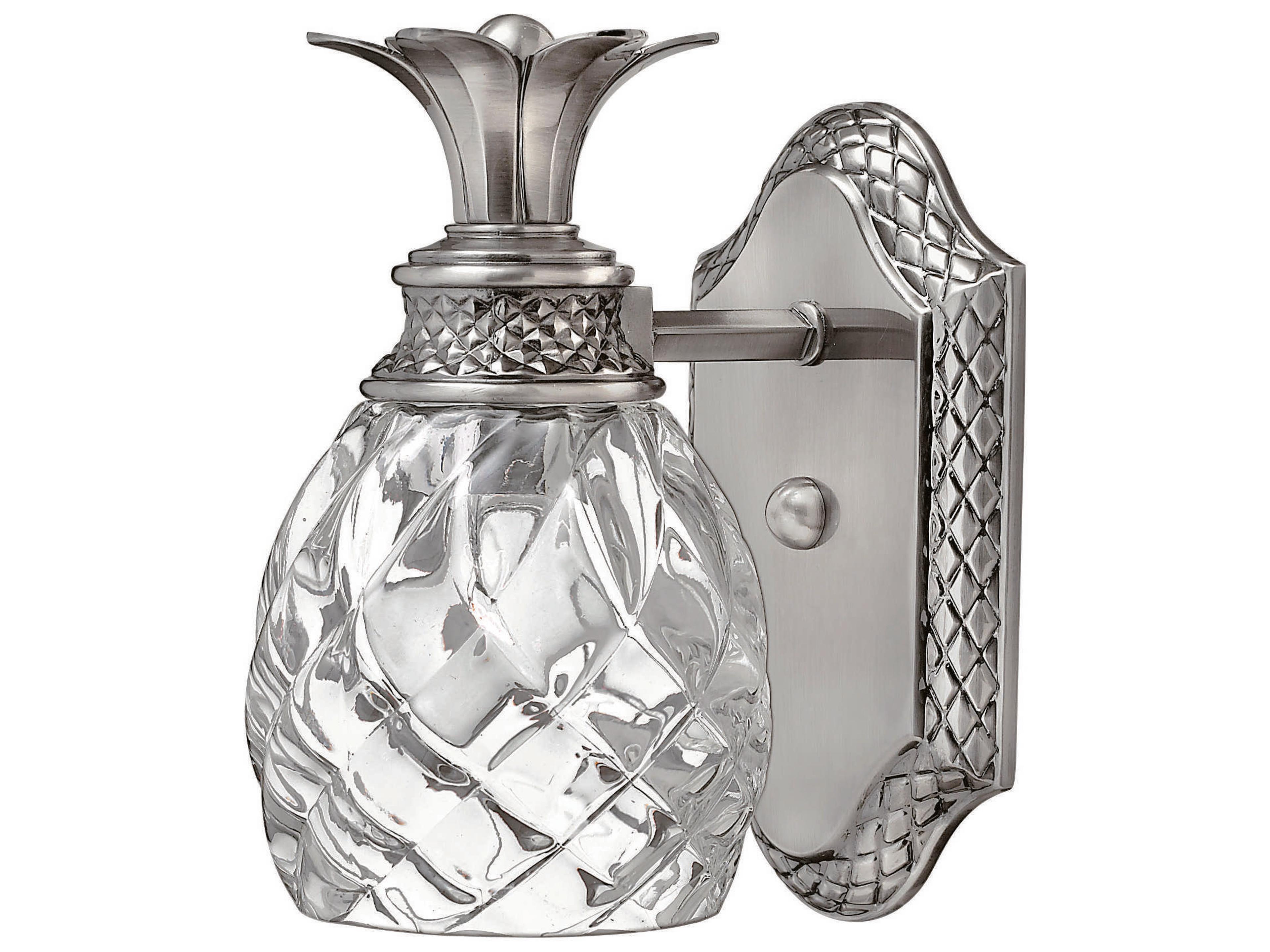 Plantation 1-Light Polished Antique Nickel Glass Wall Sconce