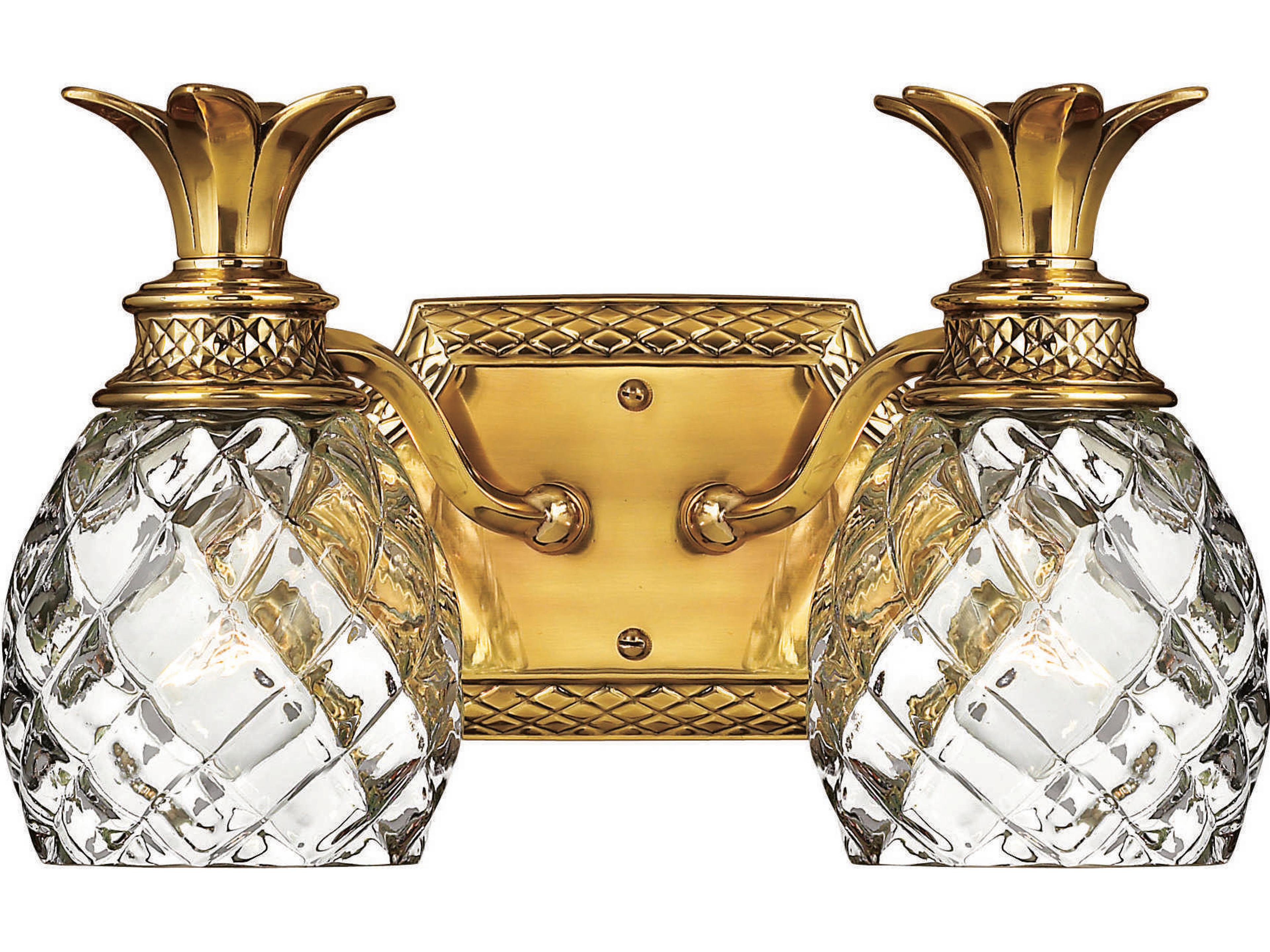 Plantation 2-Light Burnished Brass Glass Vanity Light