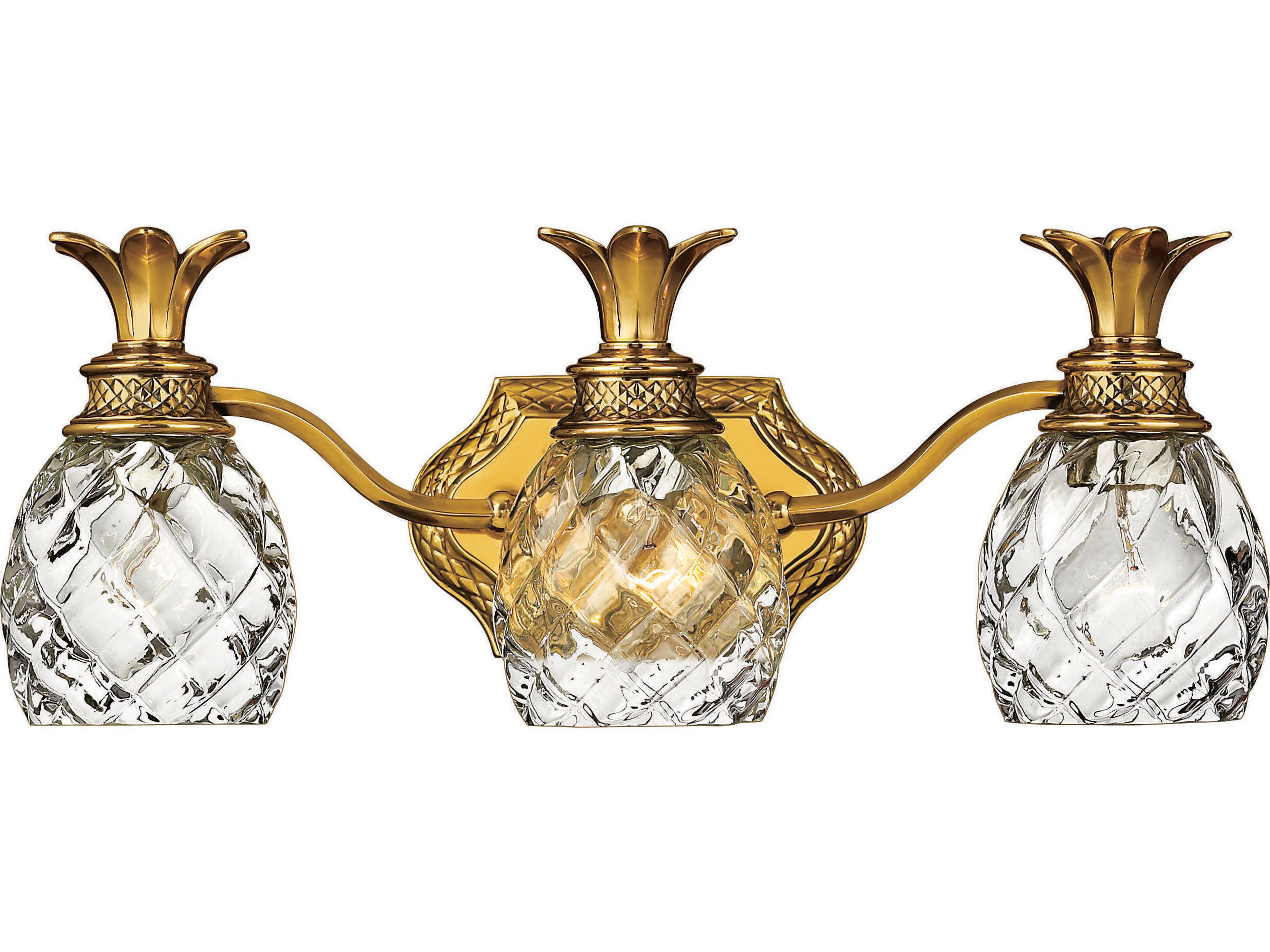 Plantation 3-Light Burnished Brass Glass Vanity Light