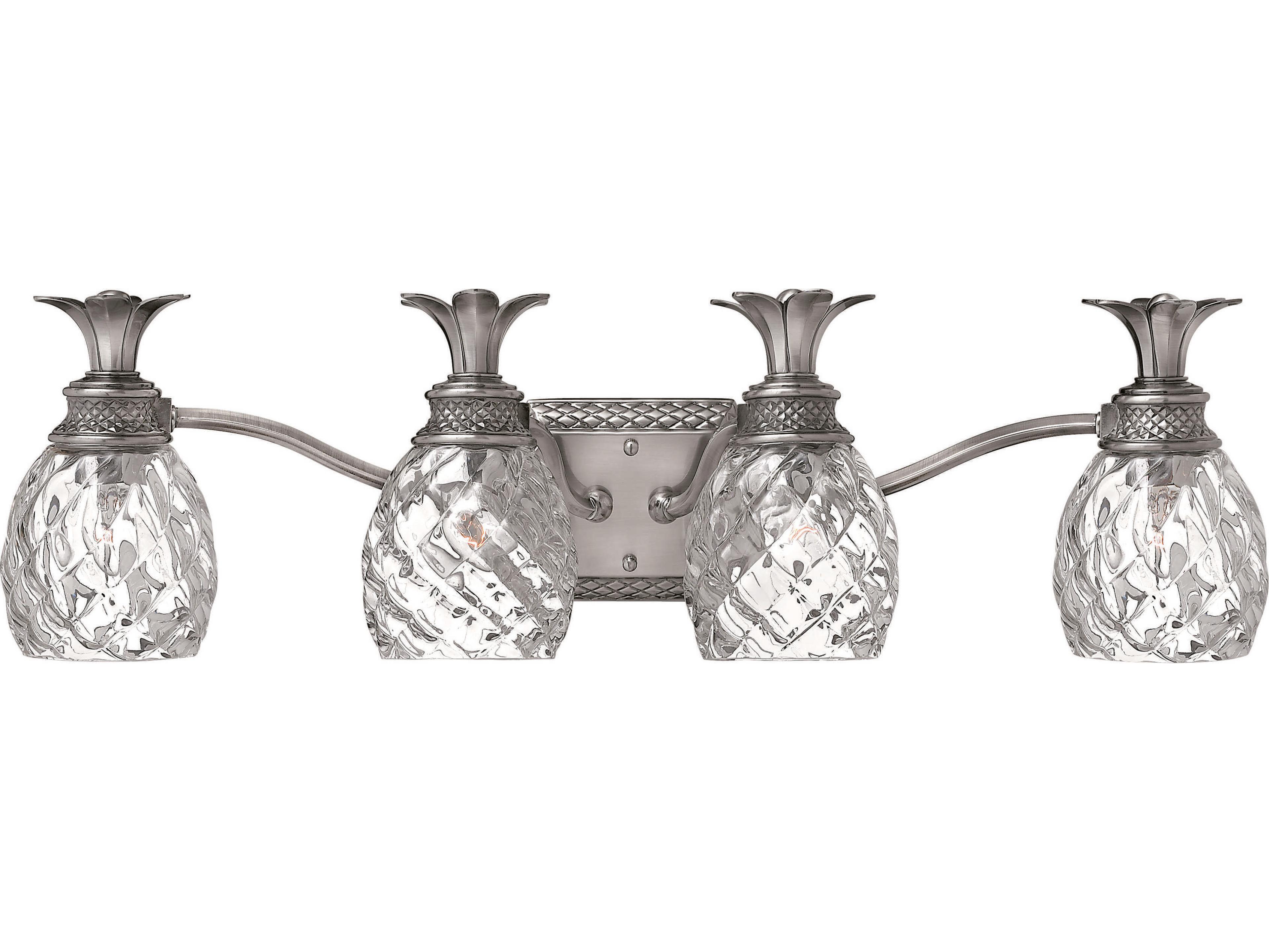 Plantation 4-Light Polished Antique Nickel Glass Vanity Light