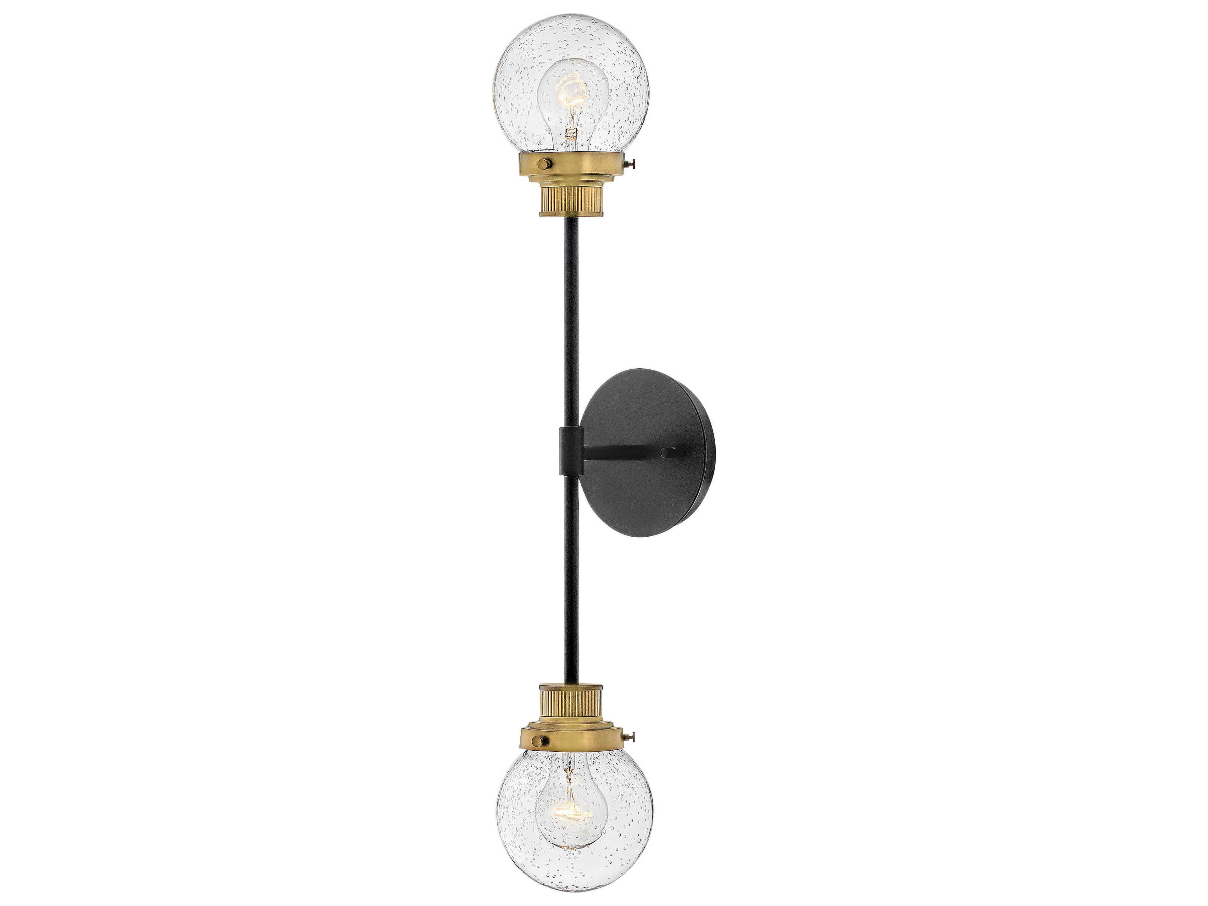 Poppy 2-Light Black Heritage Brass Glass Wall Sconce