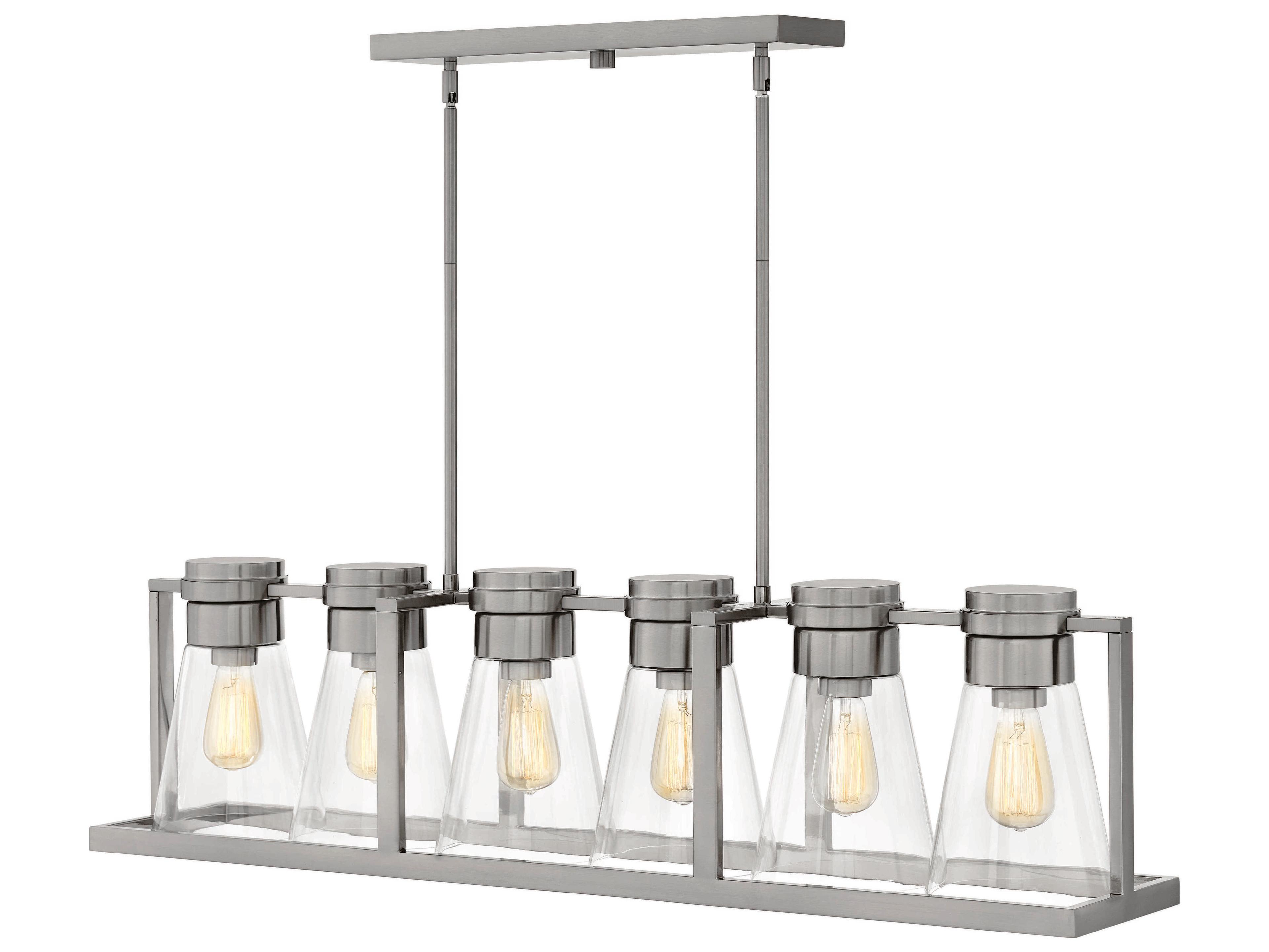 Refinery 6-Light Brushed Nickel With Clear Glass Island Pendant