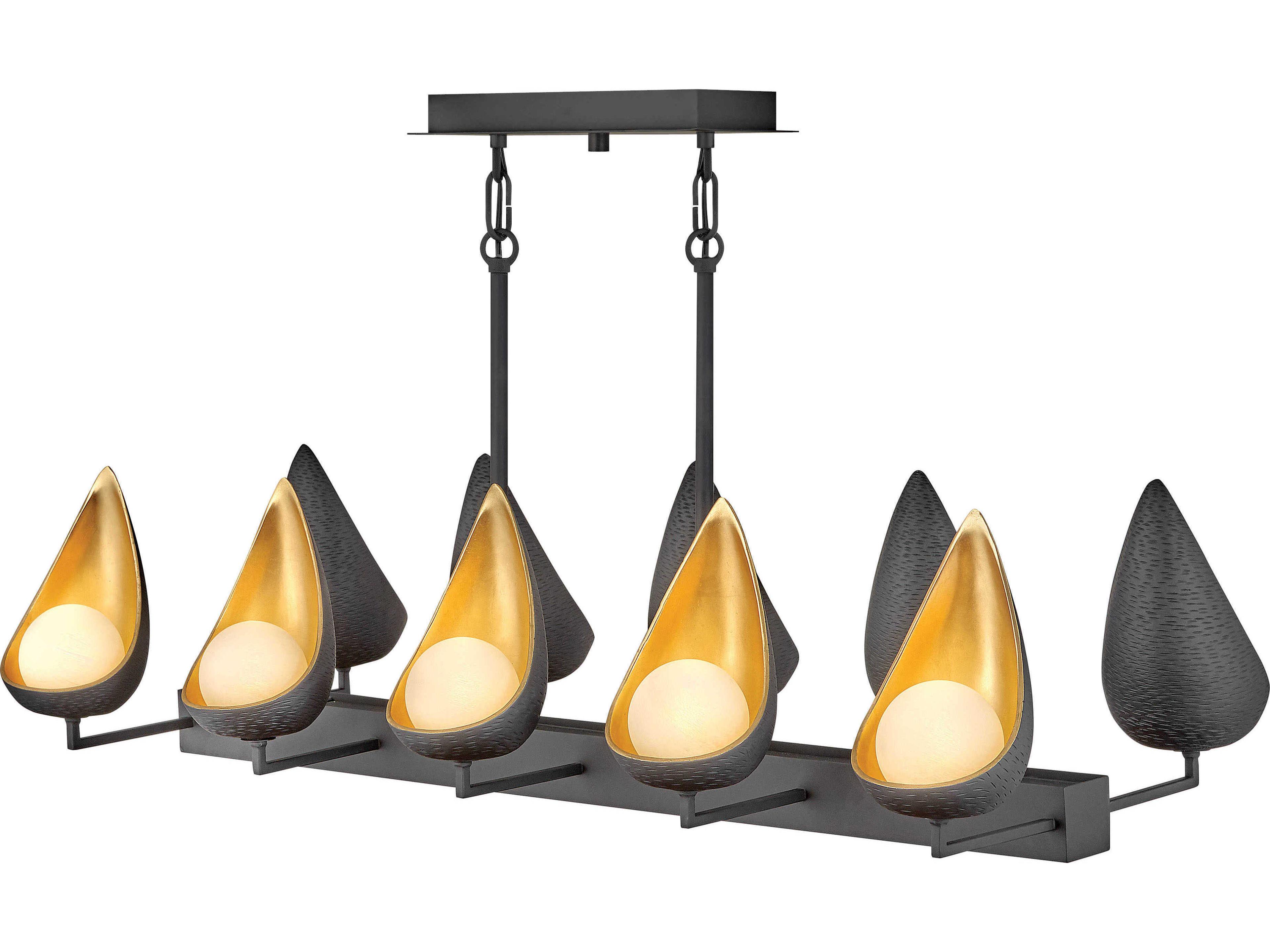Hinkley Ren 10-Light Black Deluxe Gold Glass LED Globe Island Pendant