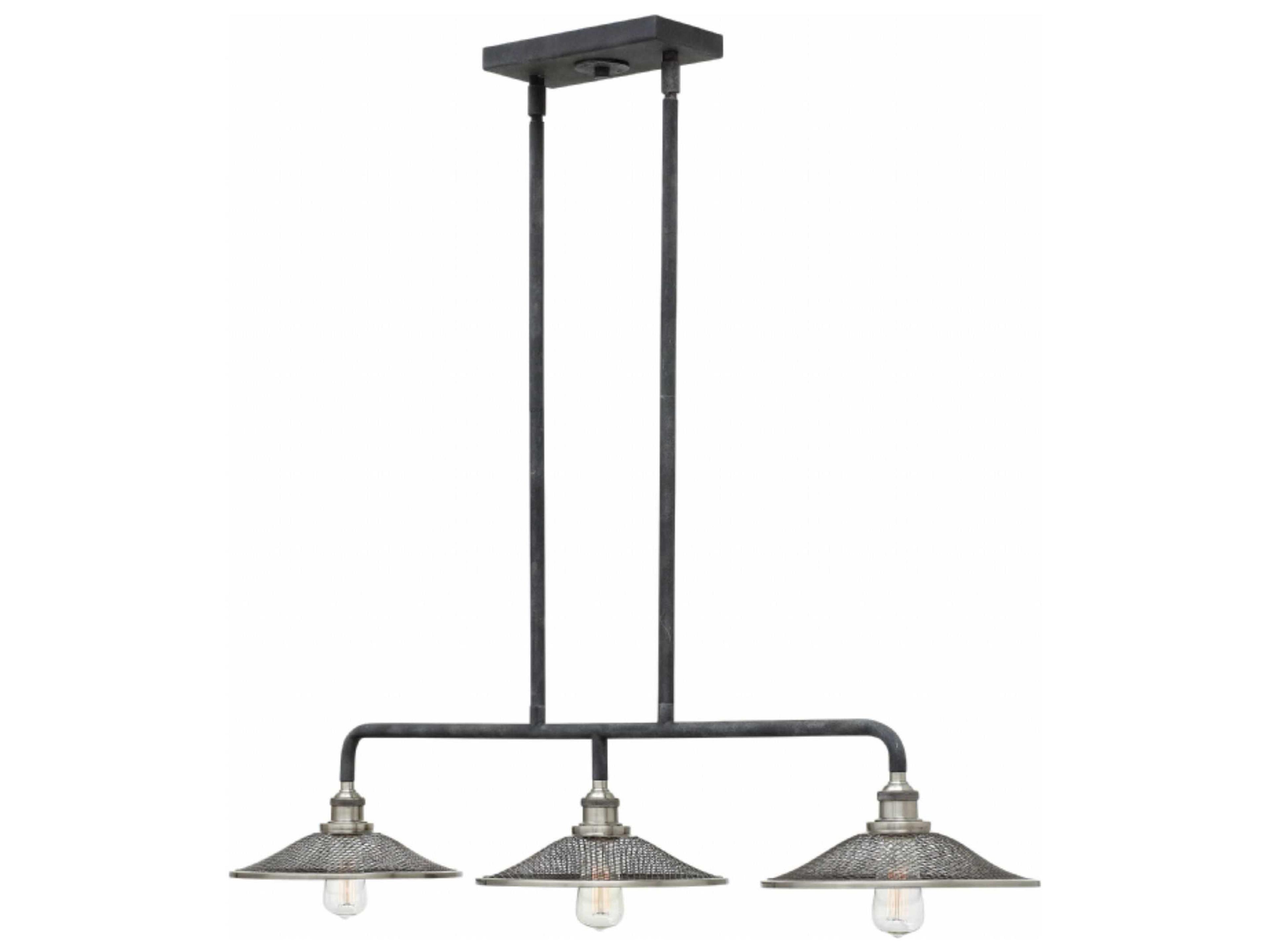 Rigby 3-Light Aged Zinc Black Island Pendant