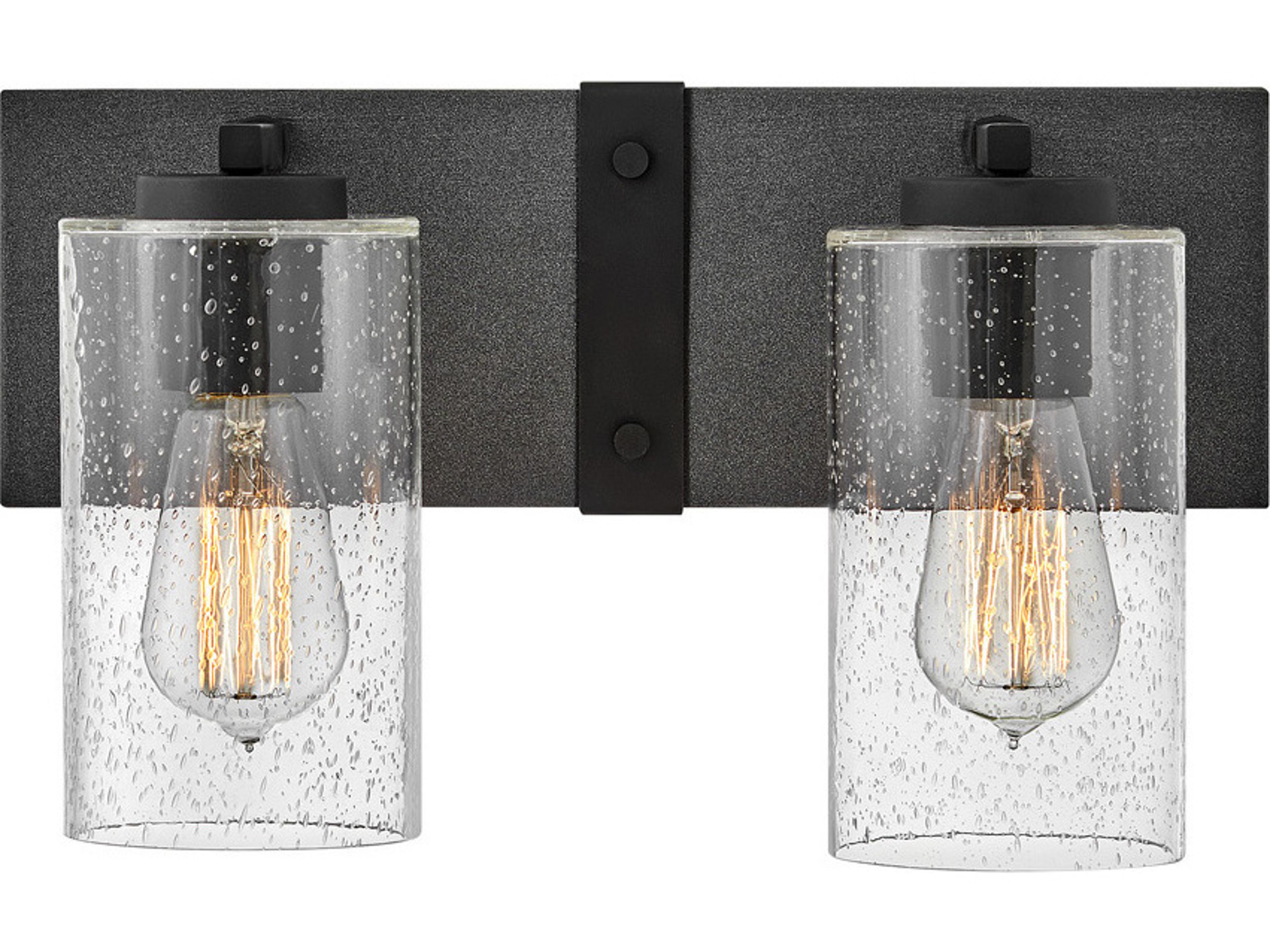 Sawyer 2-Light Aged Zinc Black Glass Vanity Light