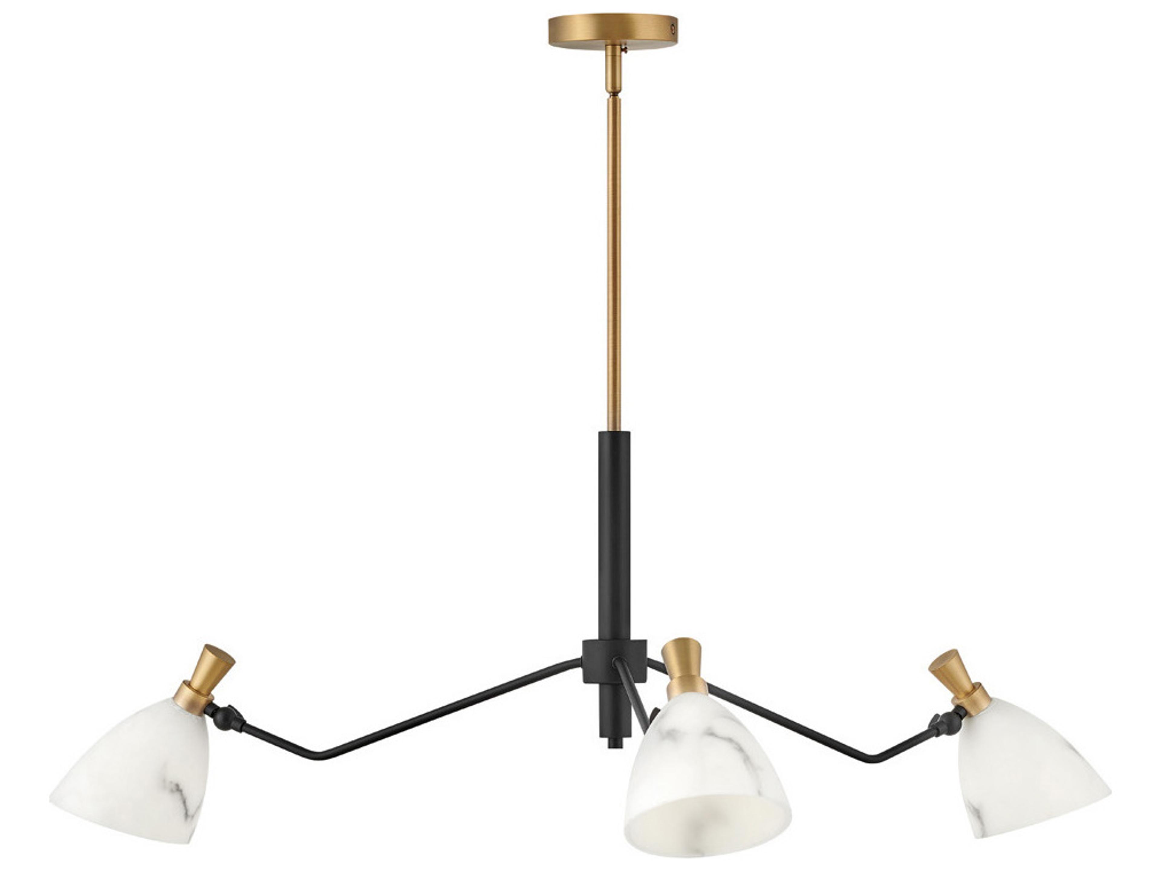 Sinclair 3-Light Heritage Brass Black Glass LED Bell Chandelier