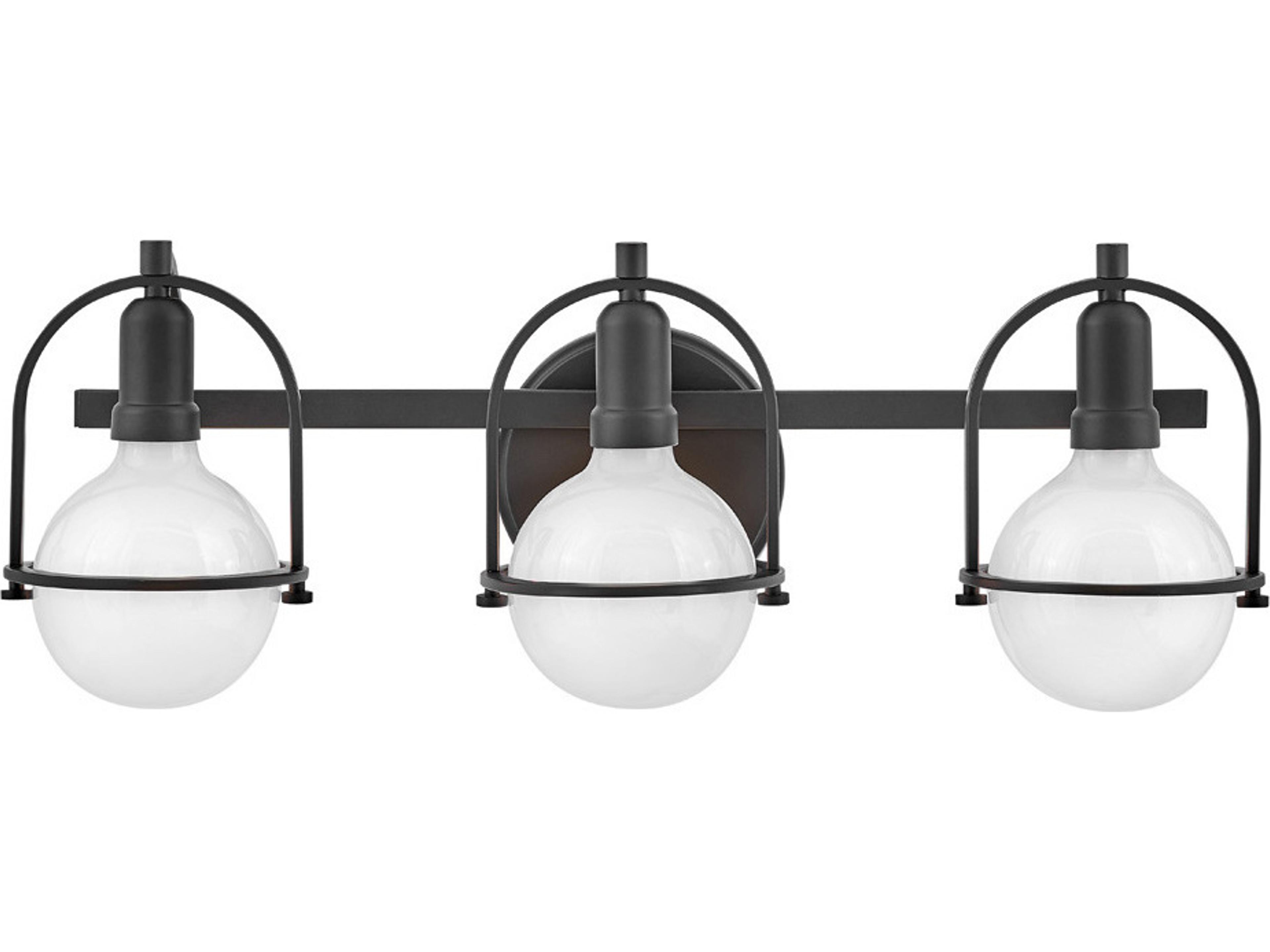 Somerset 3-Light Black Glass Vanity Light