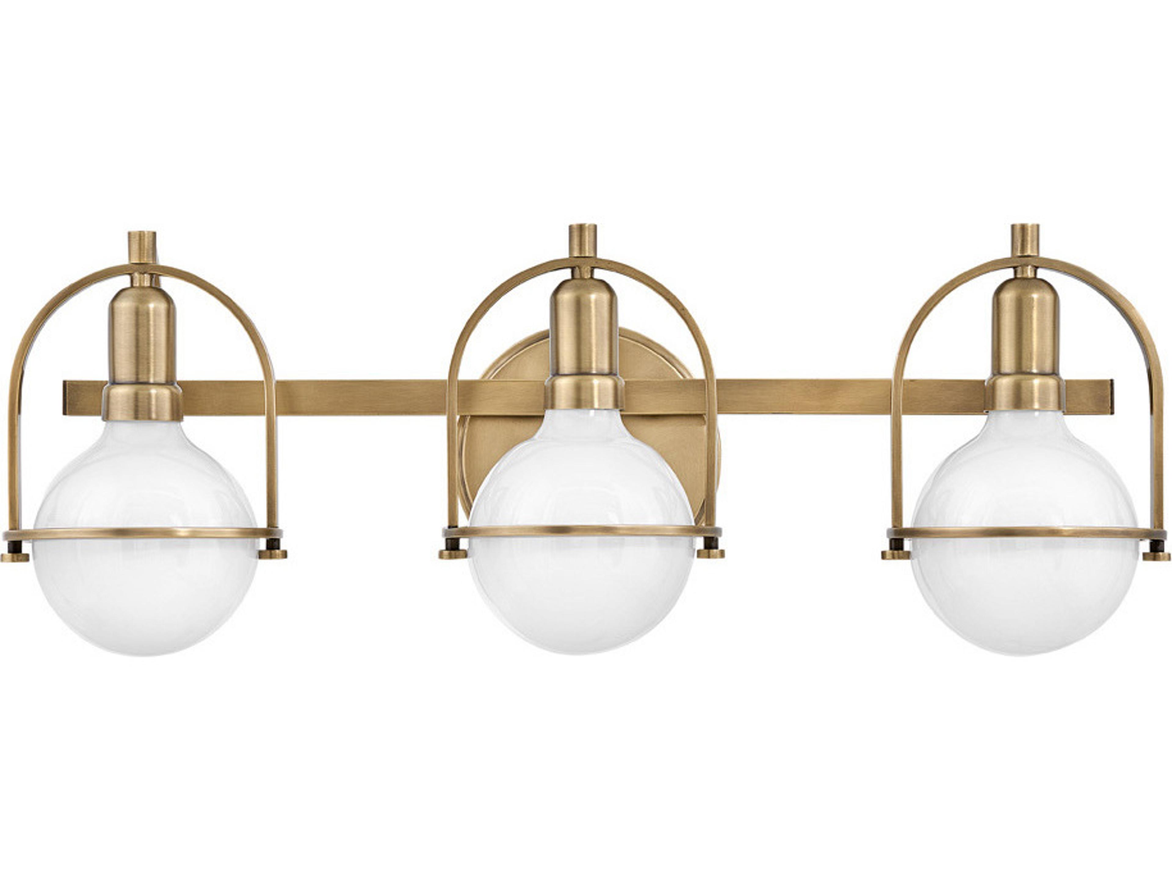 Somerset 3-Light Heritage Brass Glass Vanity Light