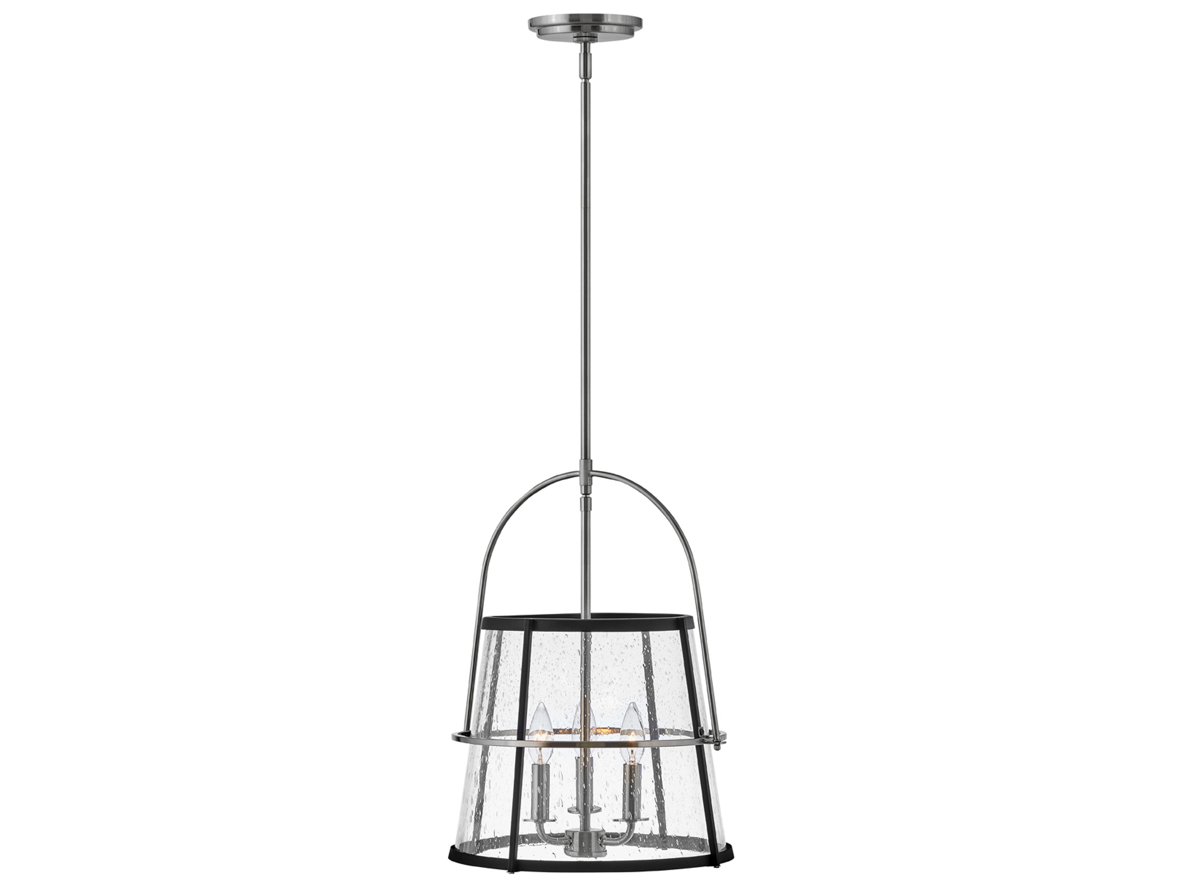 Tournon 3-Light Brushed Nickel Black Glass Empire Pendant