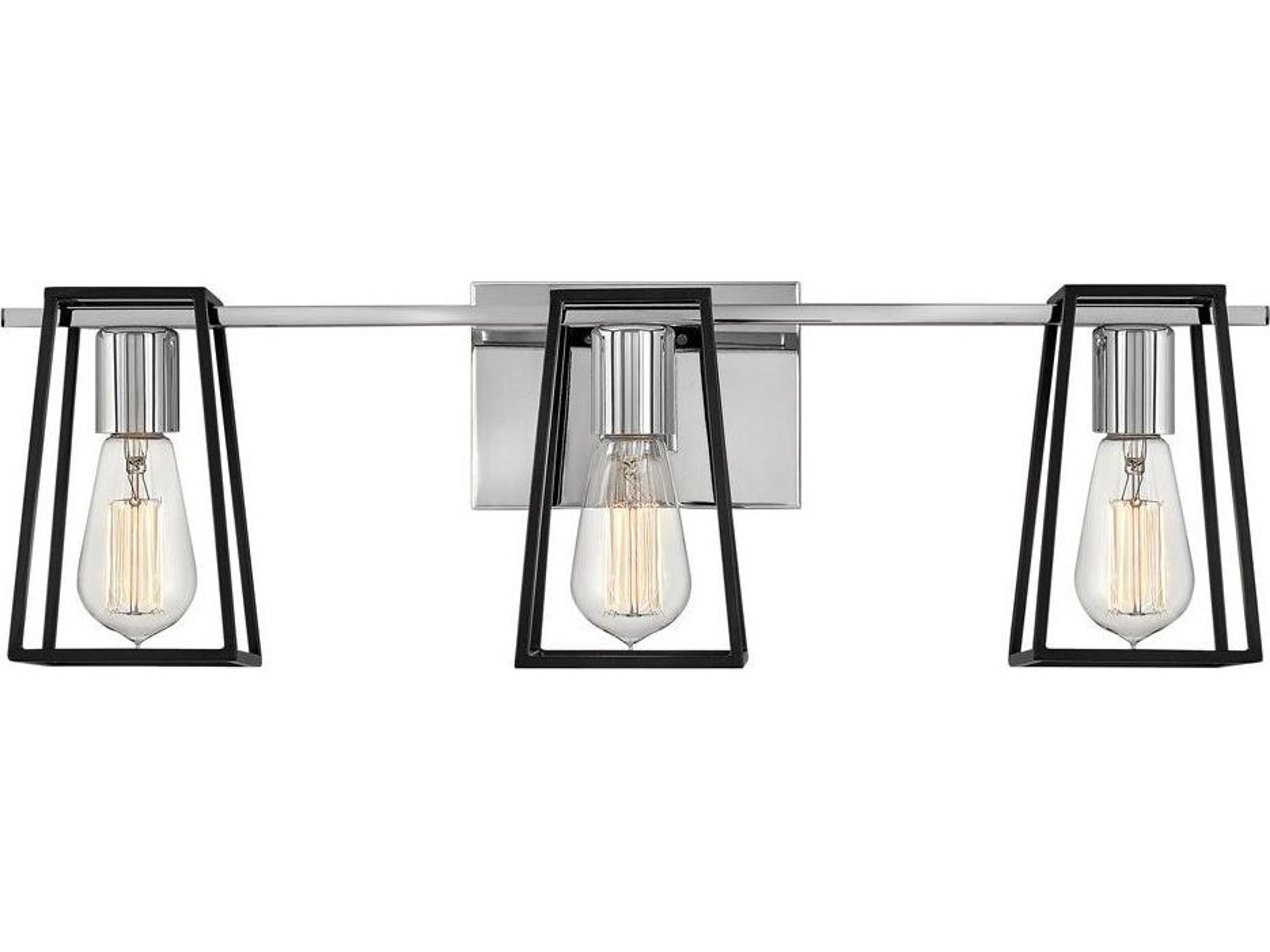 Filmore 3-Light Chrome Black Vanity Light