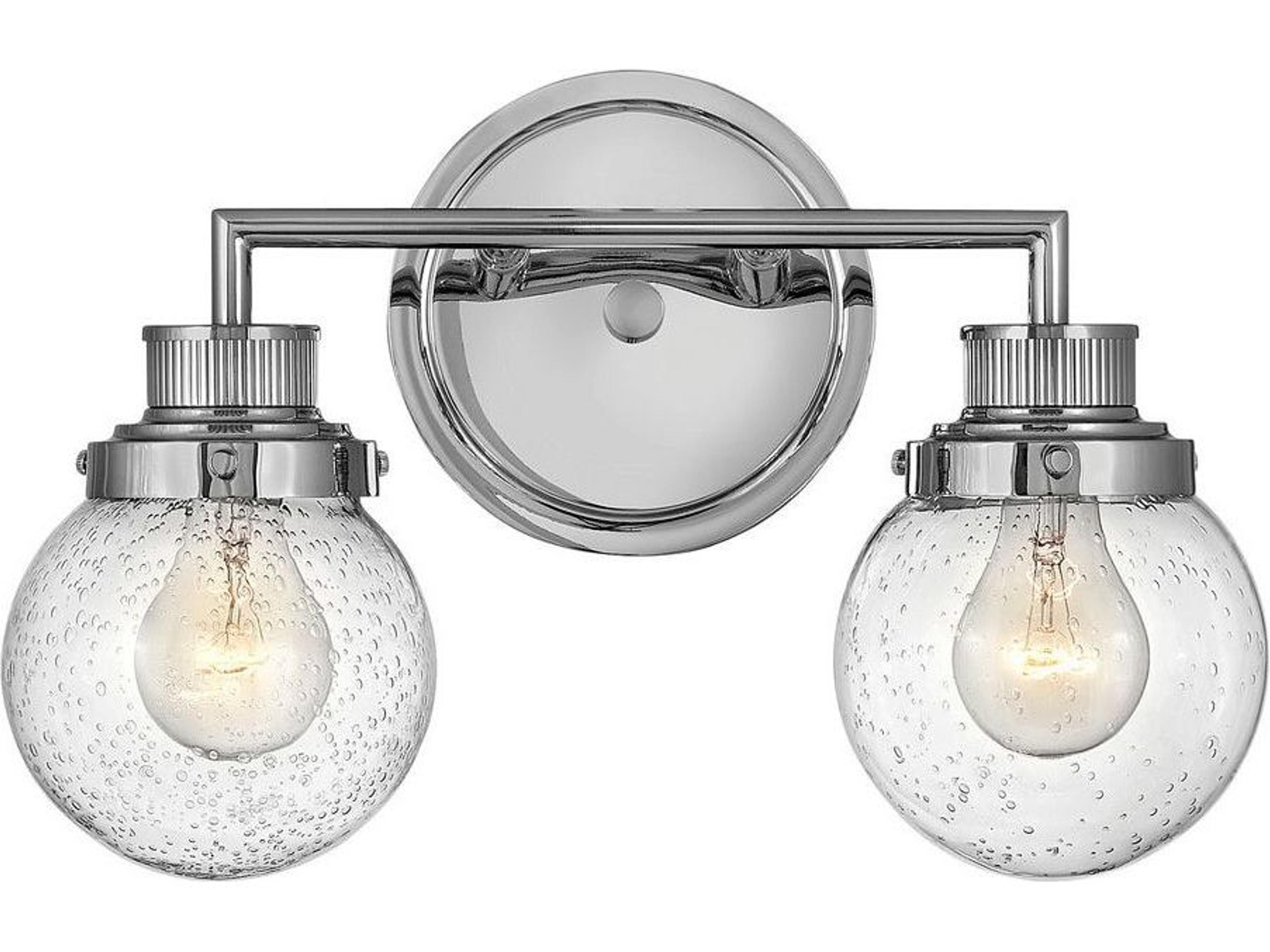 Poppy 2-Light Chrome Glass Vanity Light