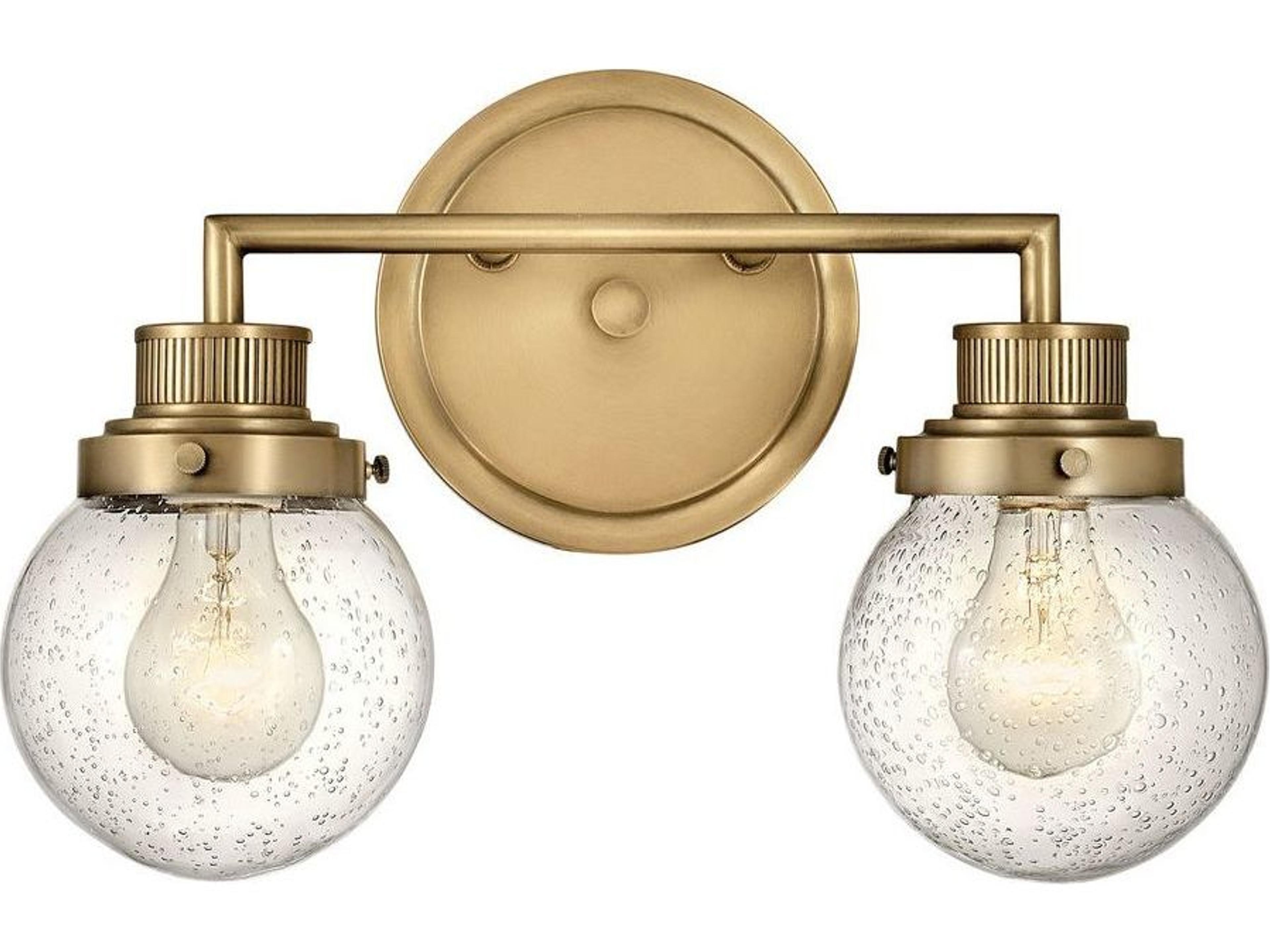 Poppy 2-Light Heritage Brass Glass Vanity Light
