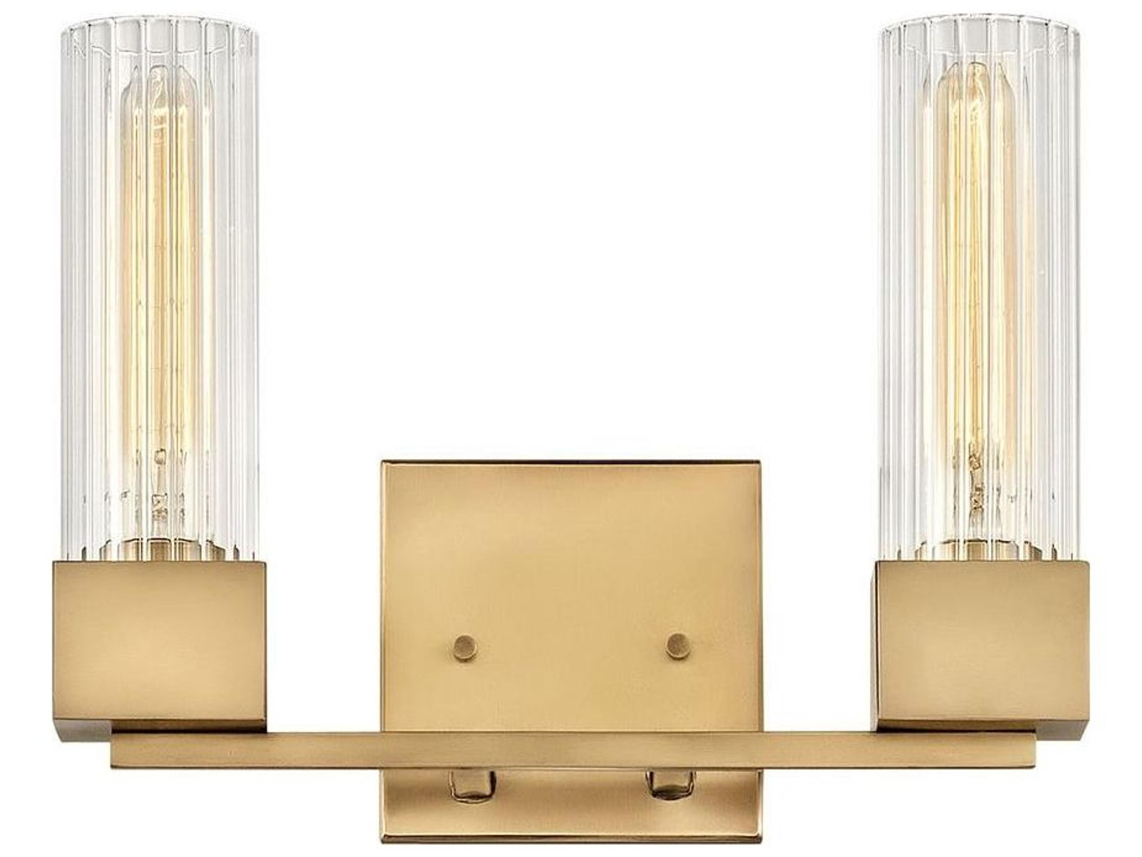 Xander 2-Light Heritage Brass Glass Vanity Light