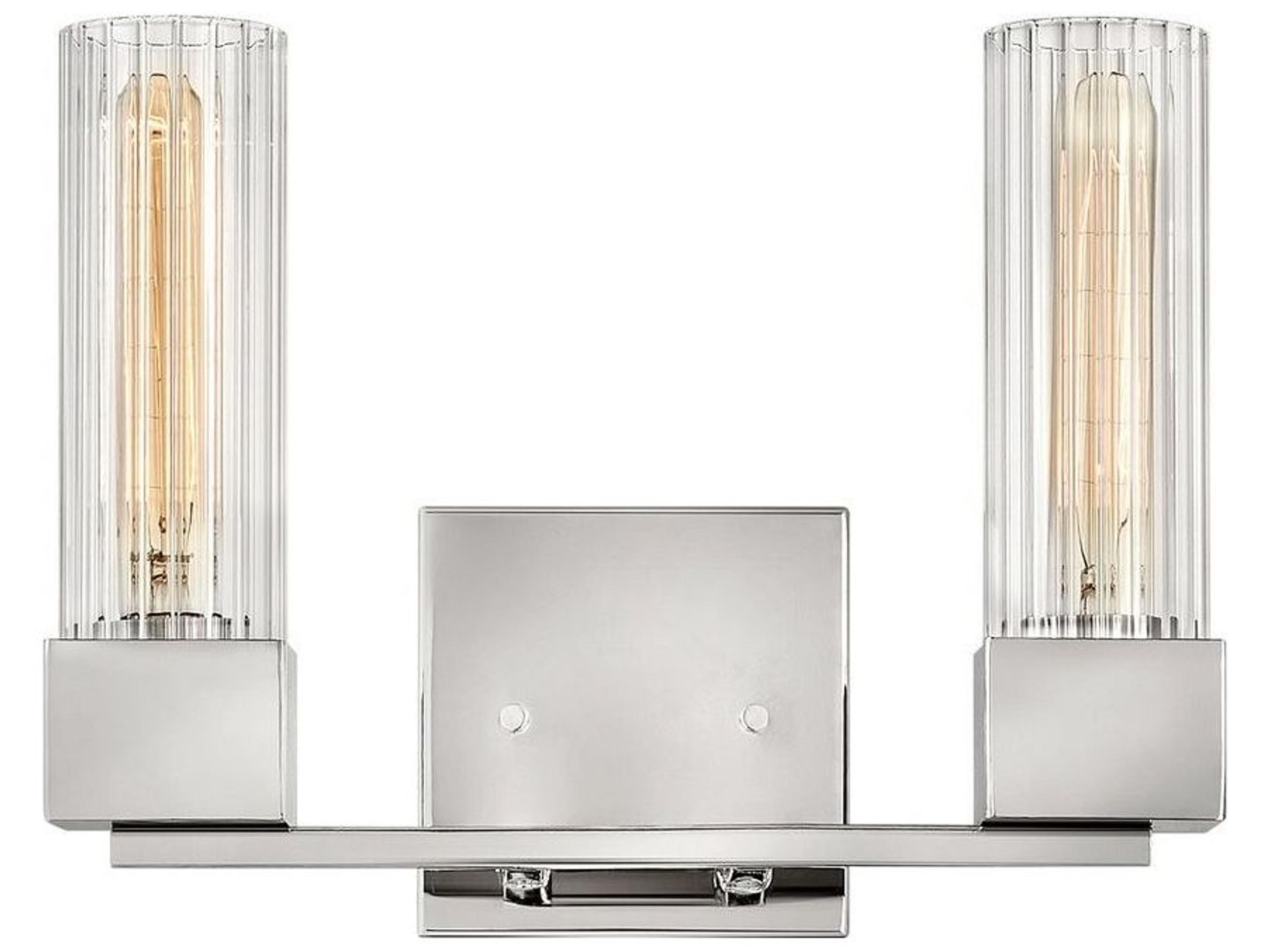 Xander 2-Light Polished Nickel Glass Vanity Light