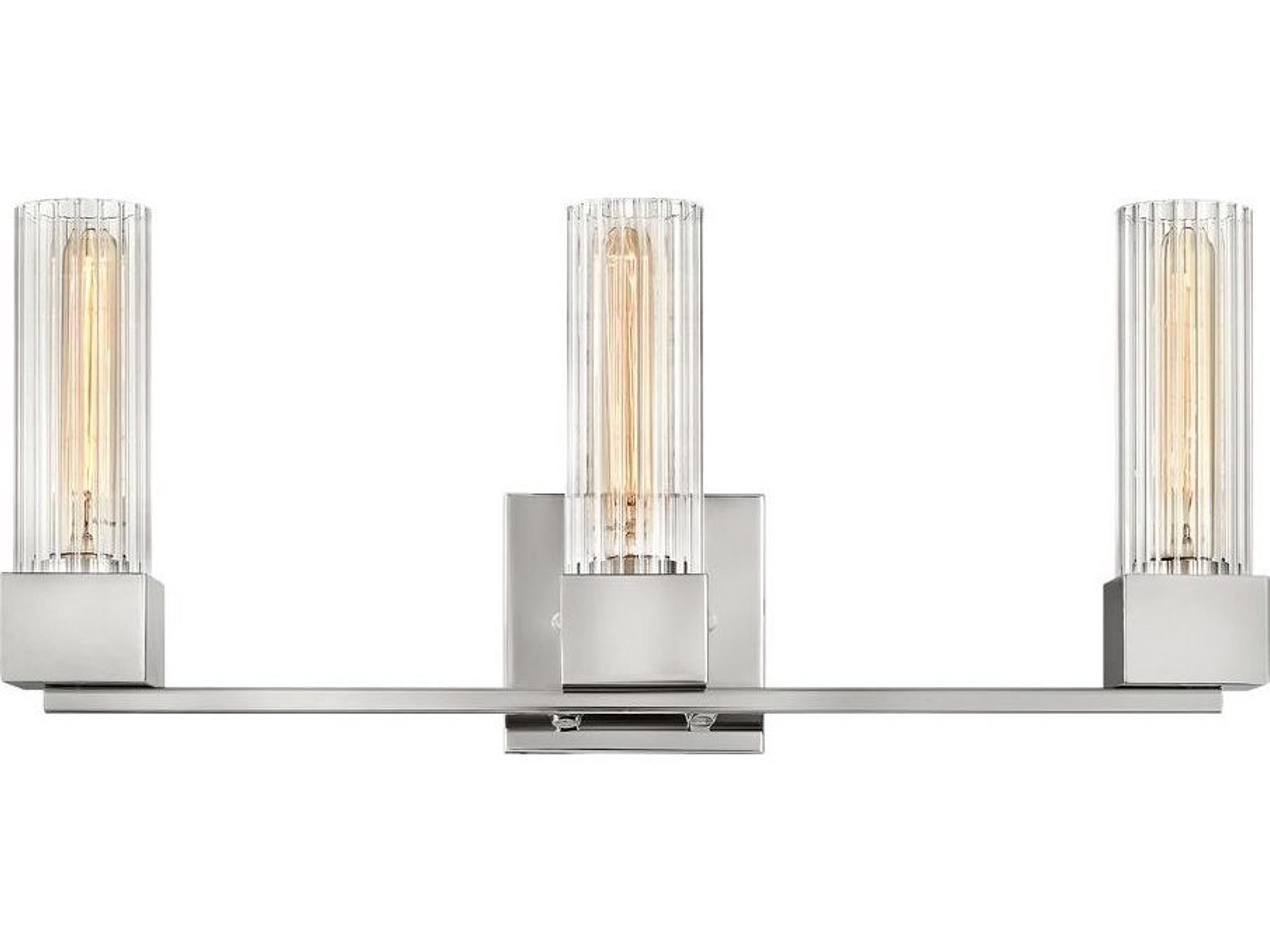 Xander 3-Light Polished Nickel Glass Vanity Light