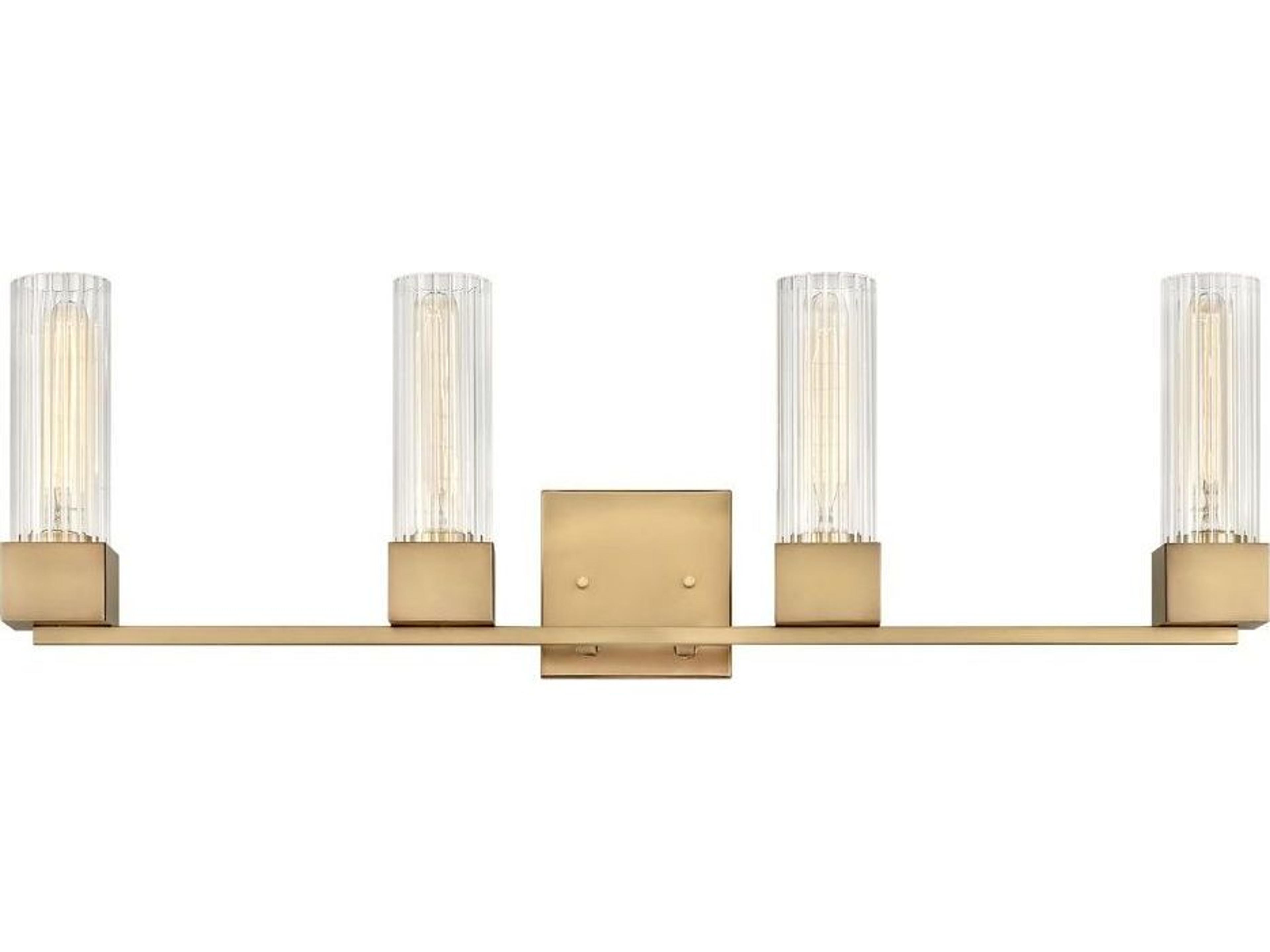 Xander 4-Light Heritage Brass Glass Vanity Light