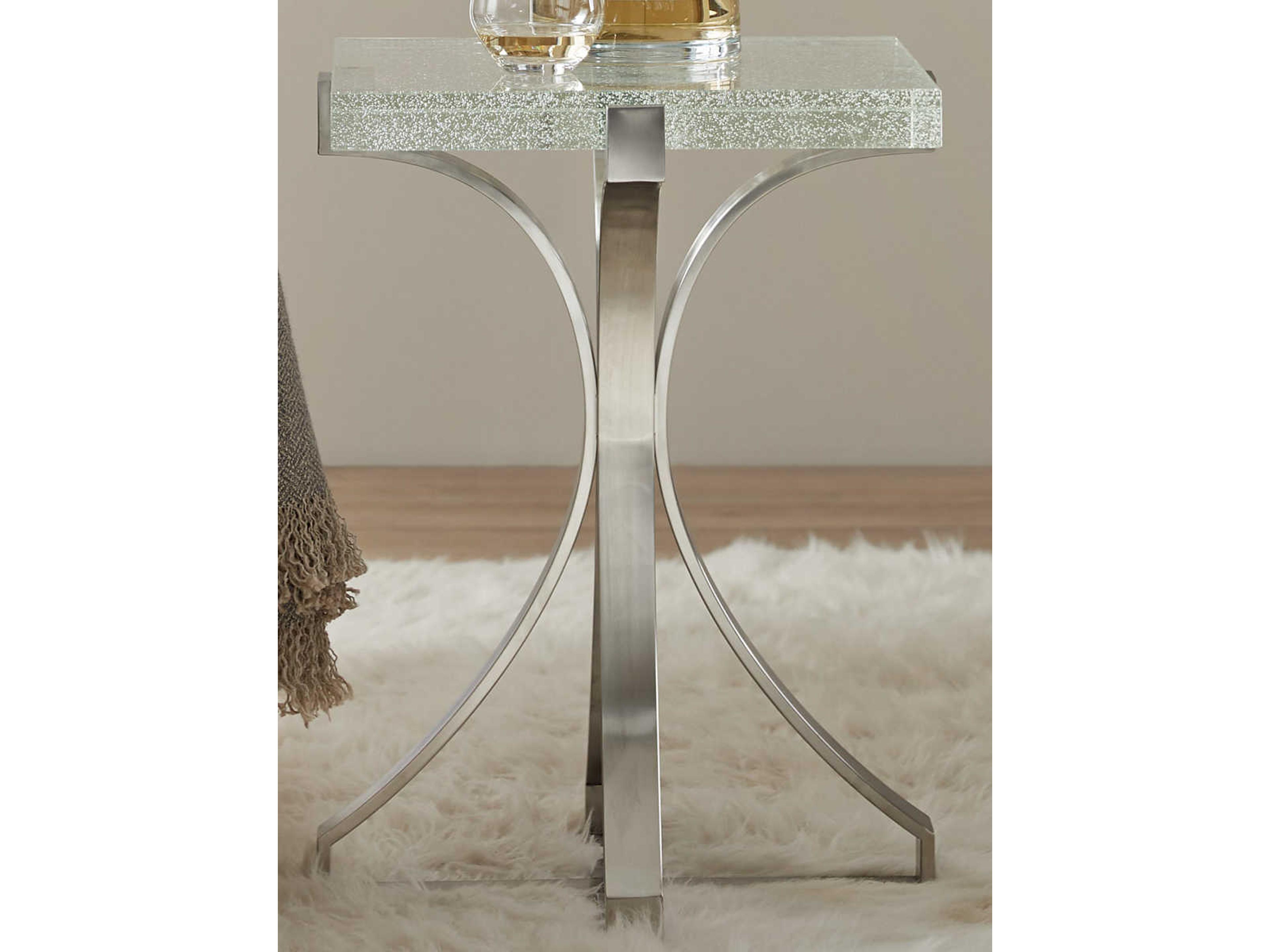 Hooker Furniture Bubble Square Clear Glass Chrome End Table