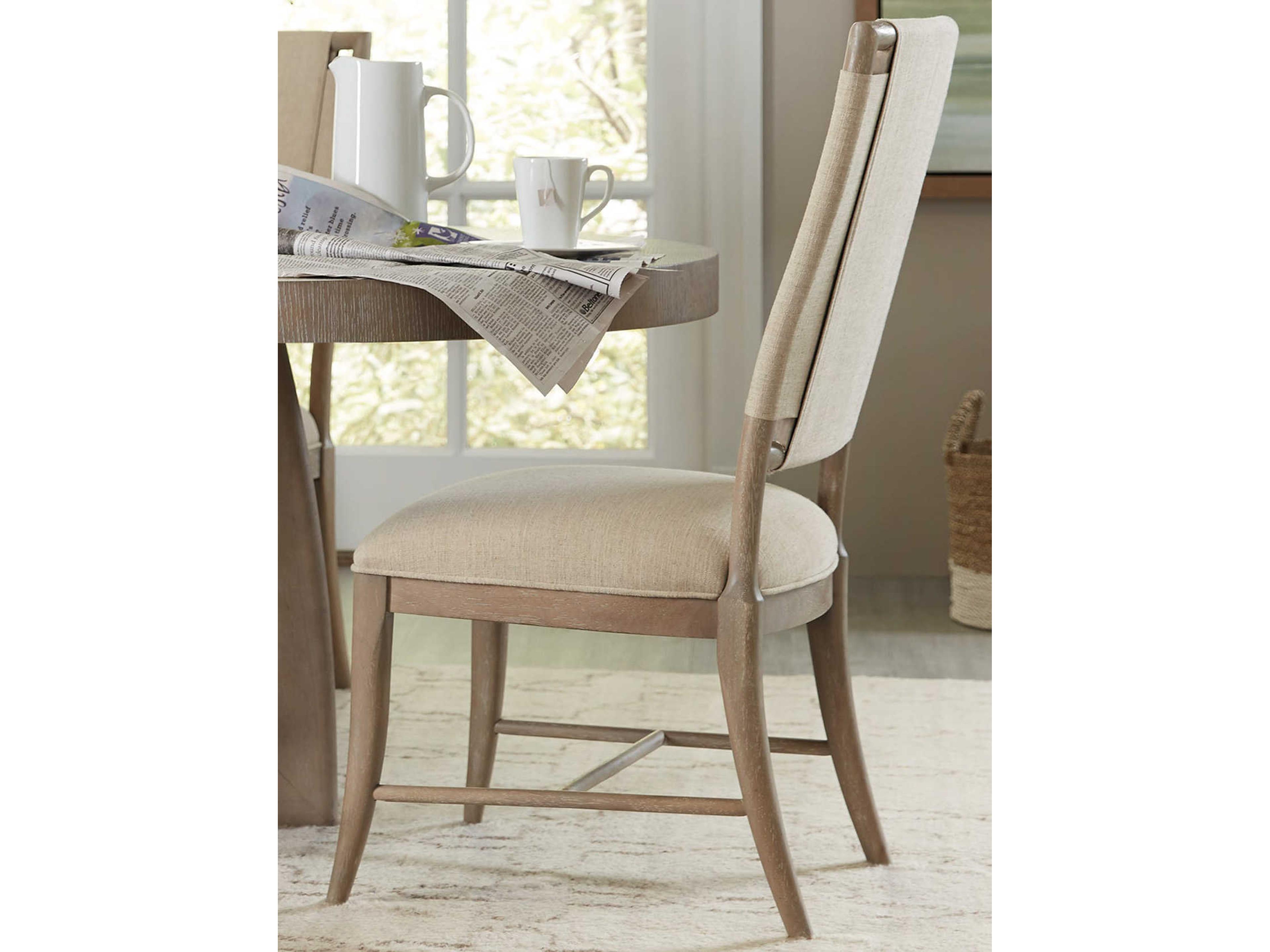 Luxecor Heritage Rubberwood Beige Upholstered Side Dining Chair