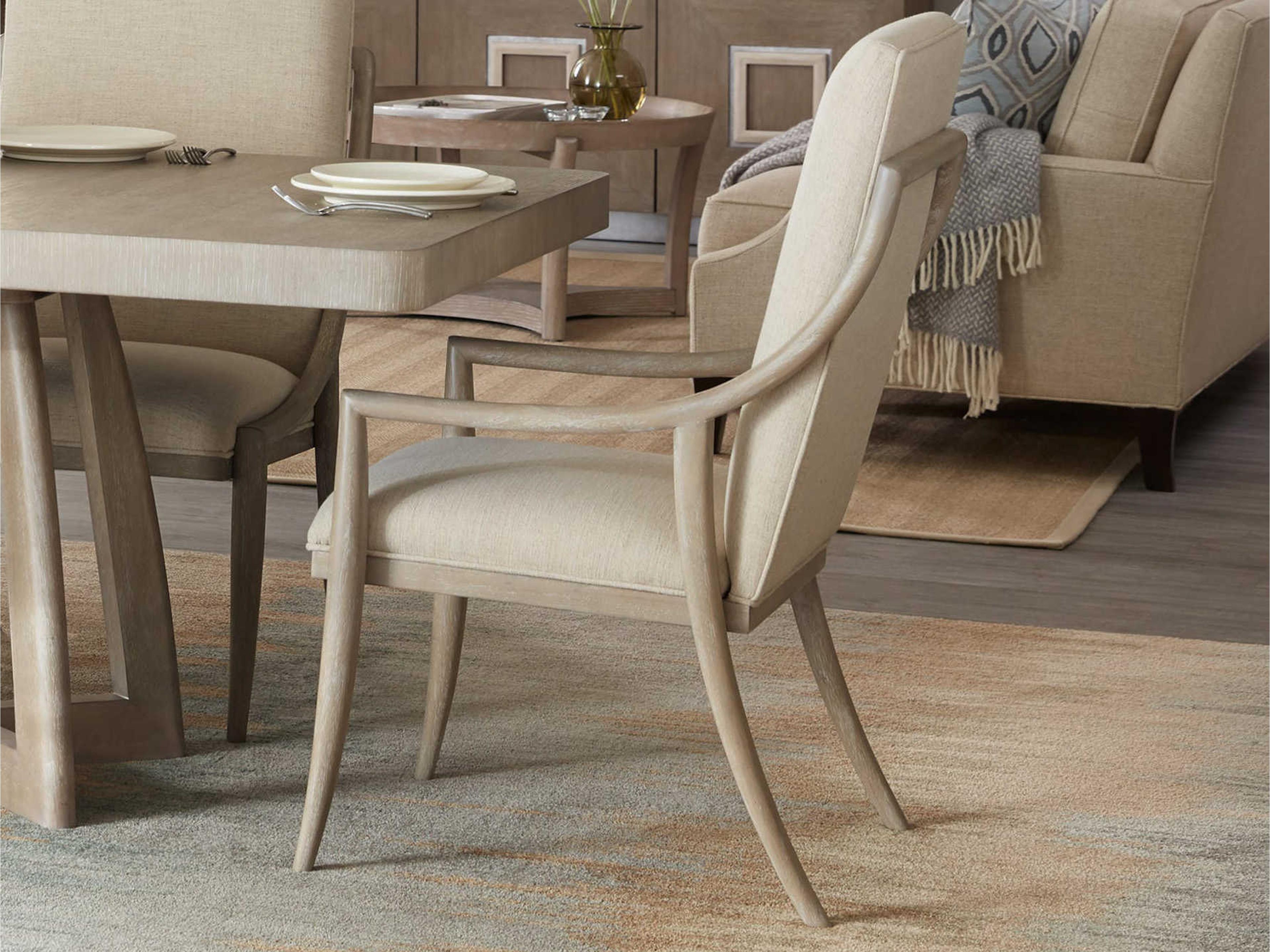 Luxecor Heritage Rubberwood Beige Upholstered Arm Dining Chair