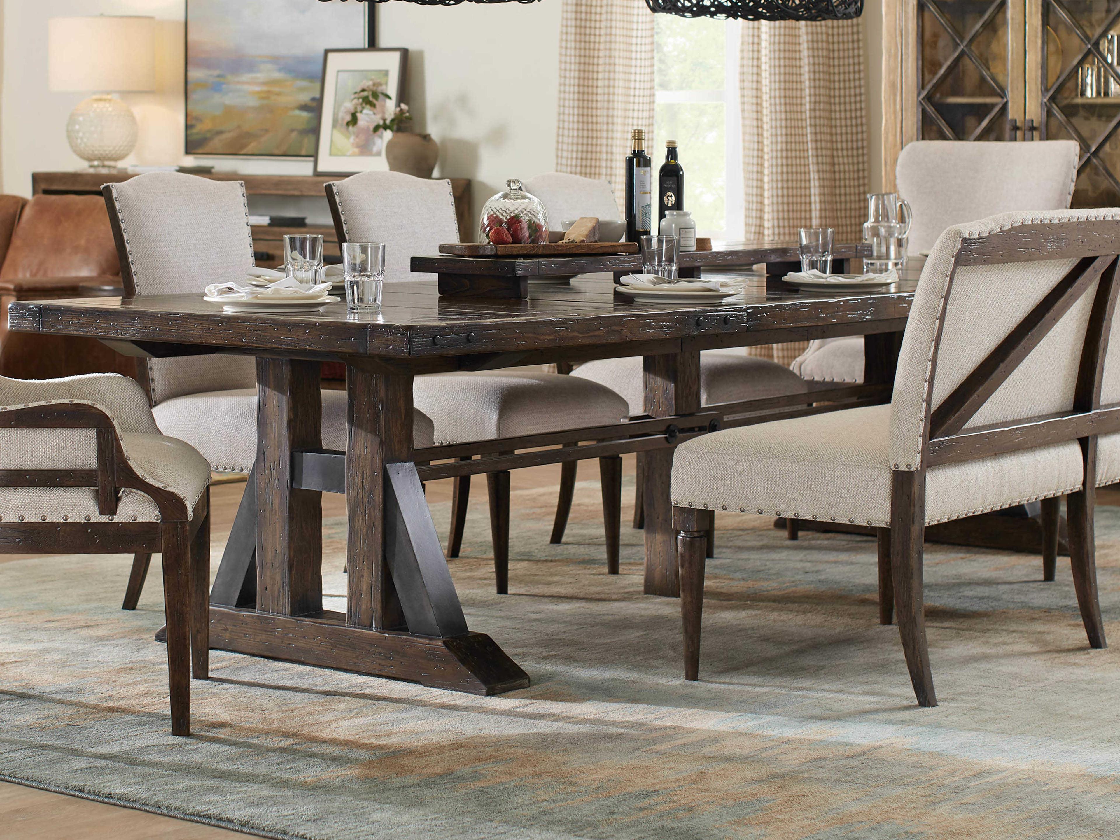 Luxecor Heritage Extendable Rectangular Dark Wood Dining Table