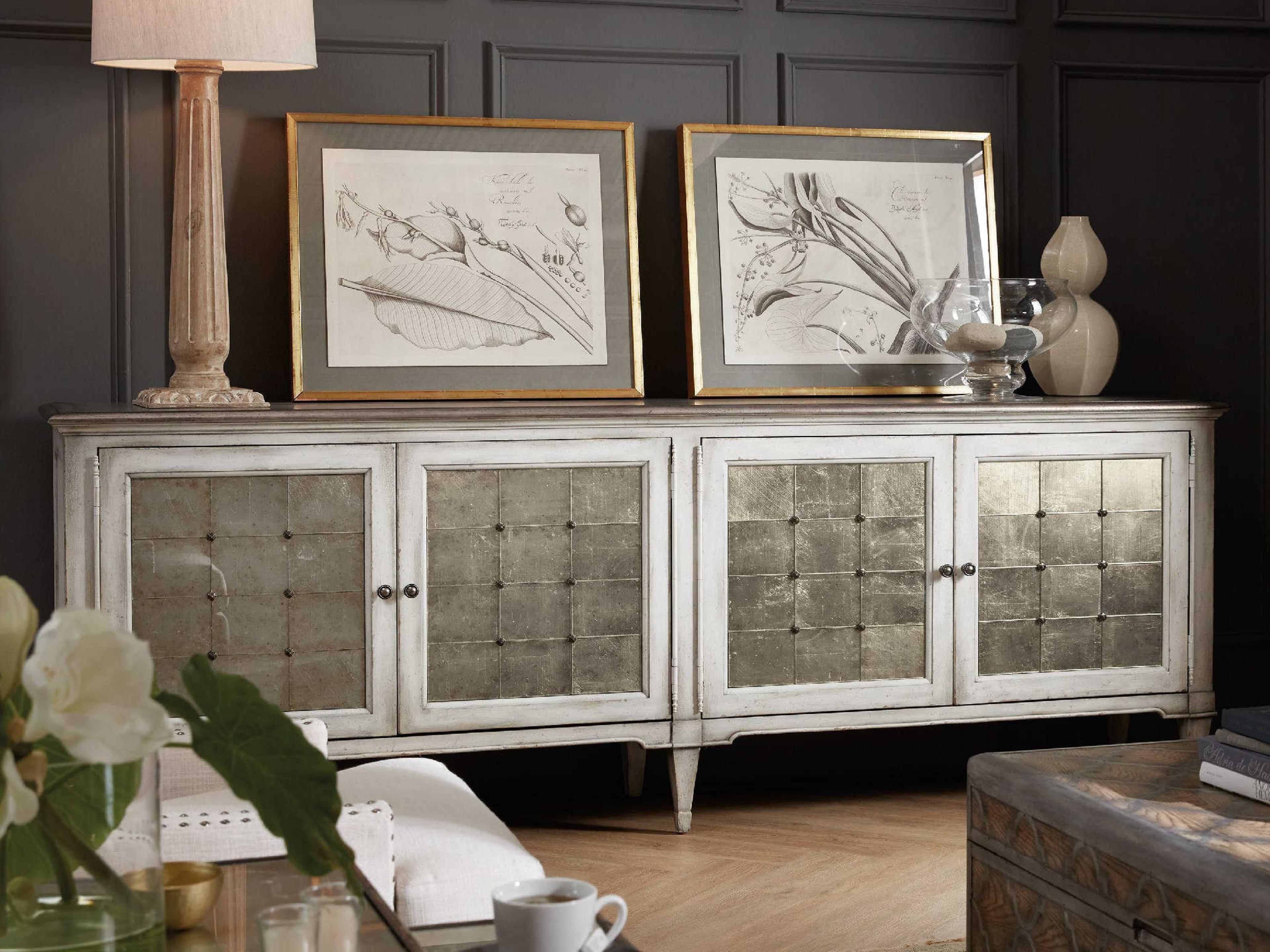 Hooker Furniture Melange 104" Hardwood Champagne White Credenza Sideboard