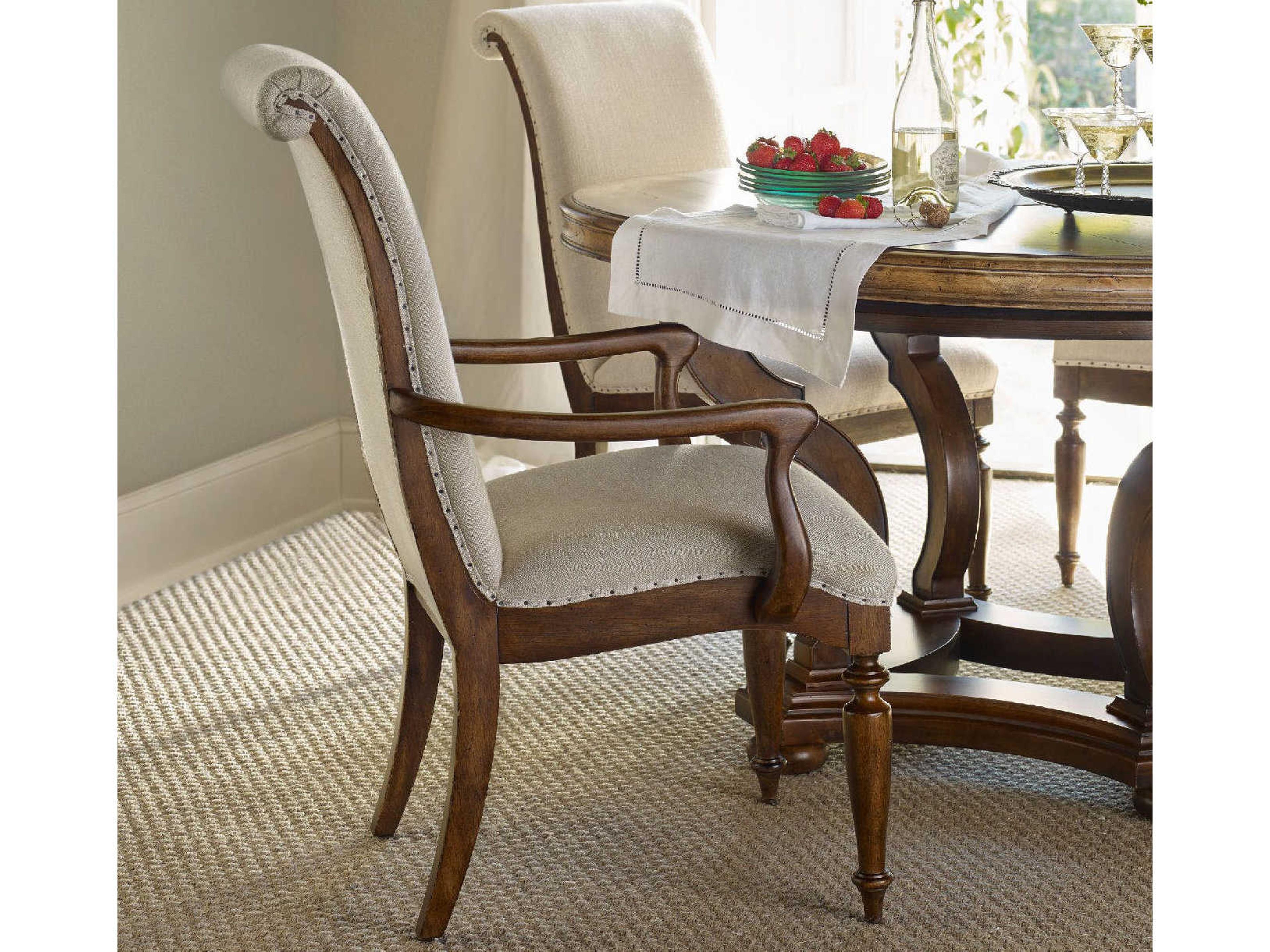 Luxecor Heritage White Upholstered Arm Dining Chair