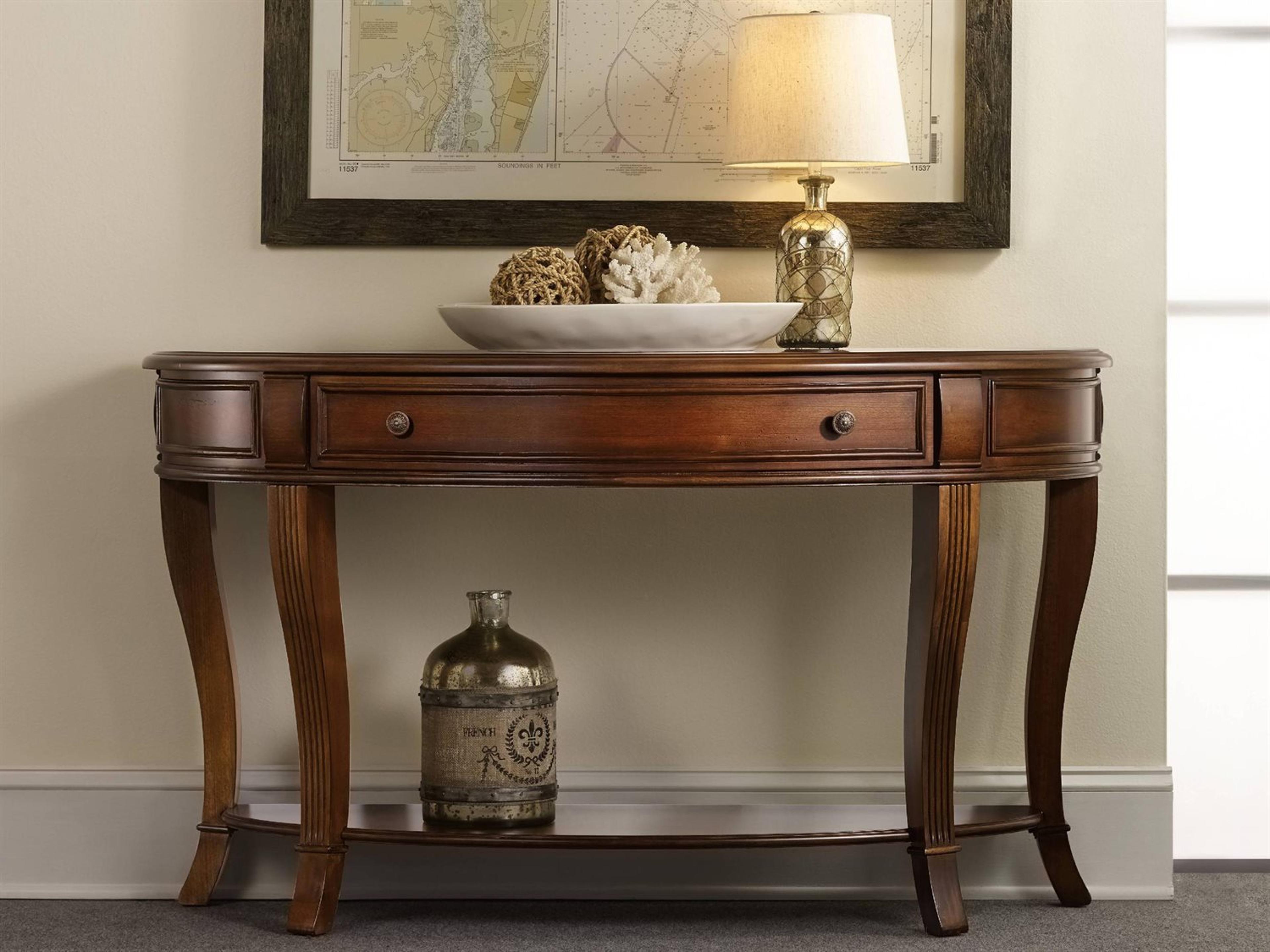 Luxecor Heritage Demilune Distressed Clear Cherry Wood Console Table
