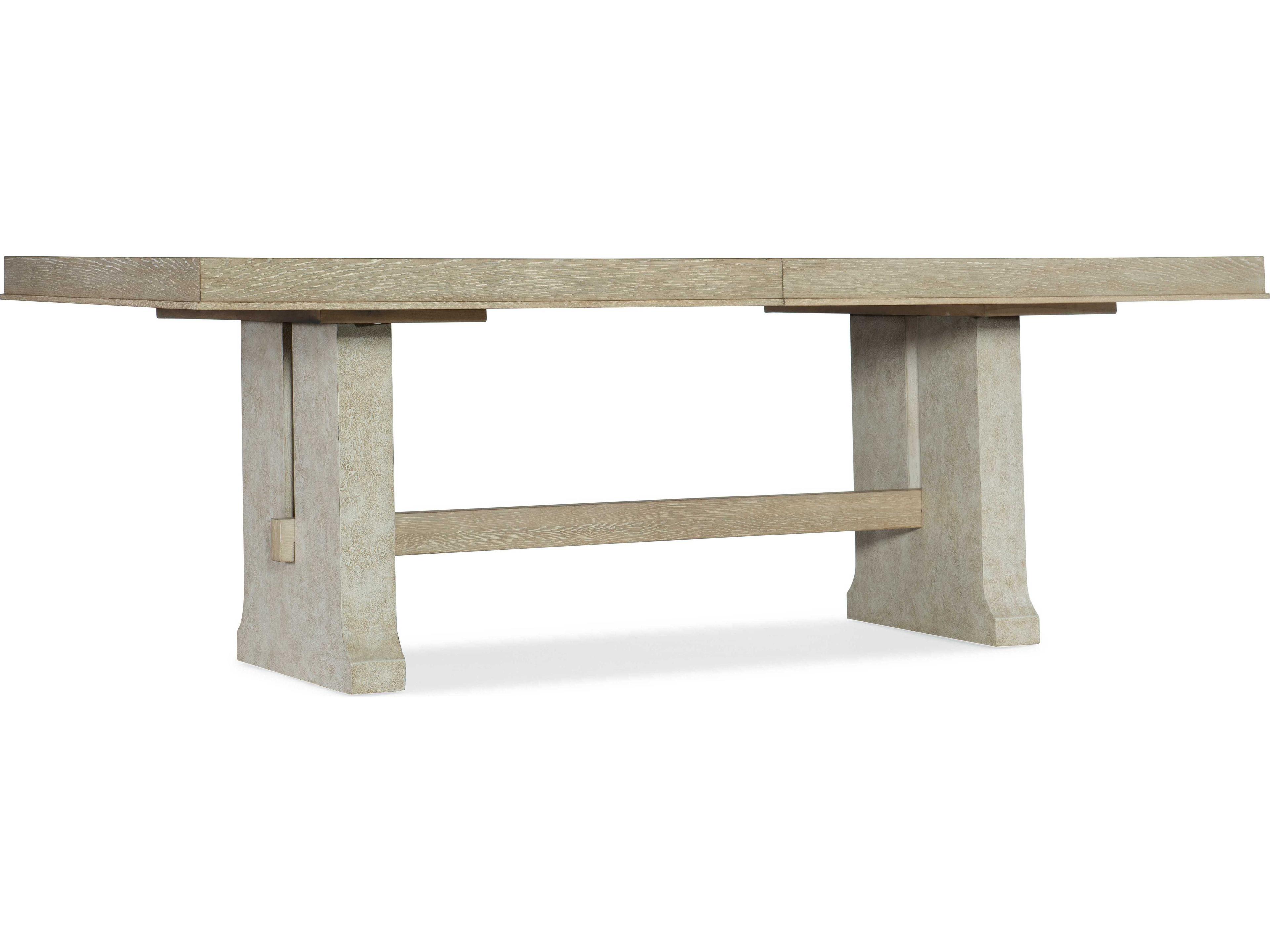 Cascade Extendable Rectangular Terrain Textured Gesso Light Wood Dining Table
