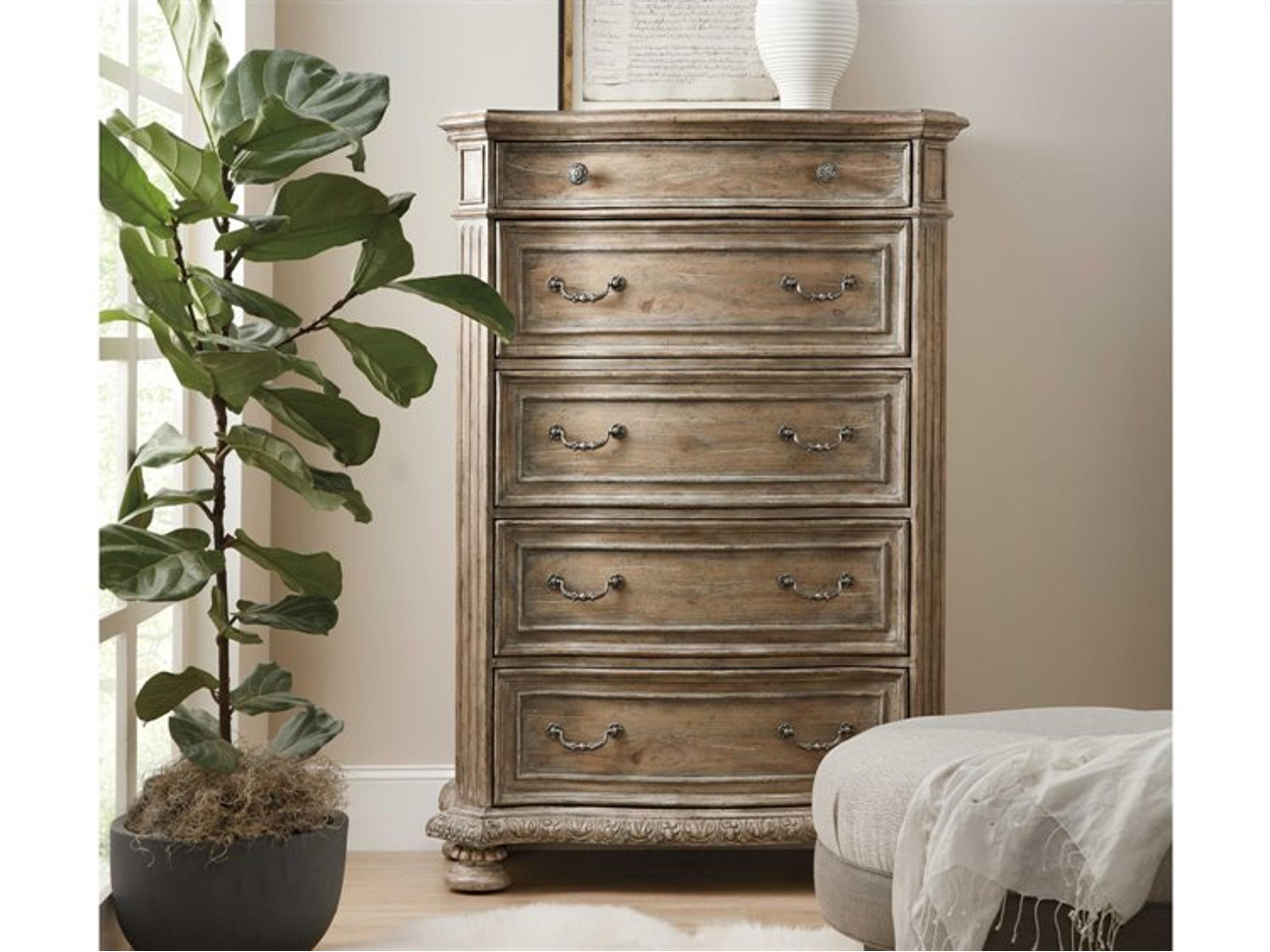 Luxecor Heritage 5-Drawers Antique Slate Brown Ash Wood Accent Chest