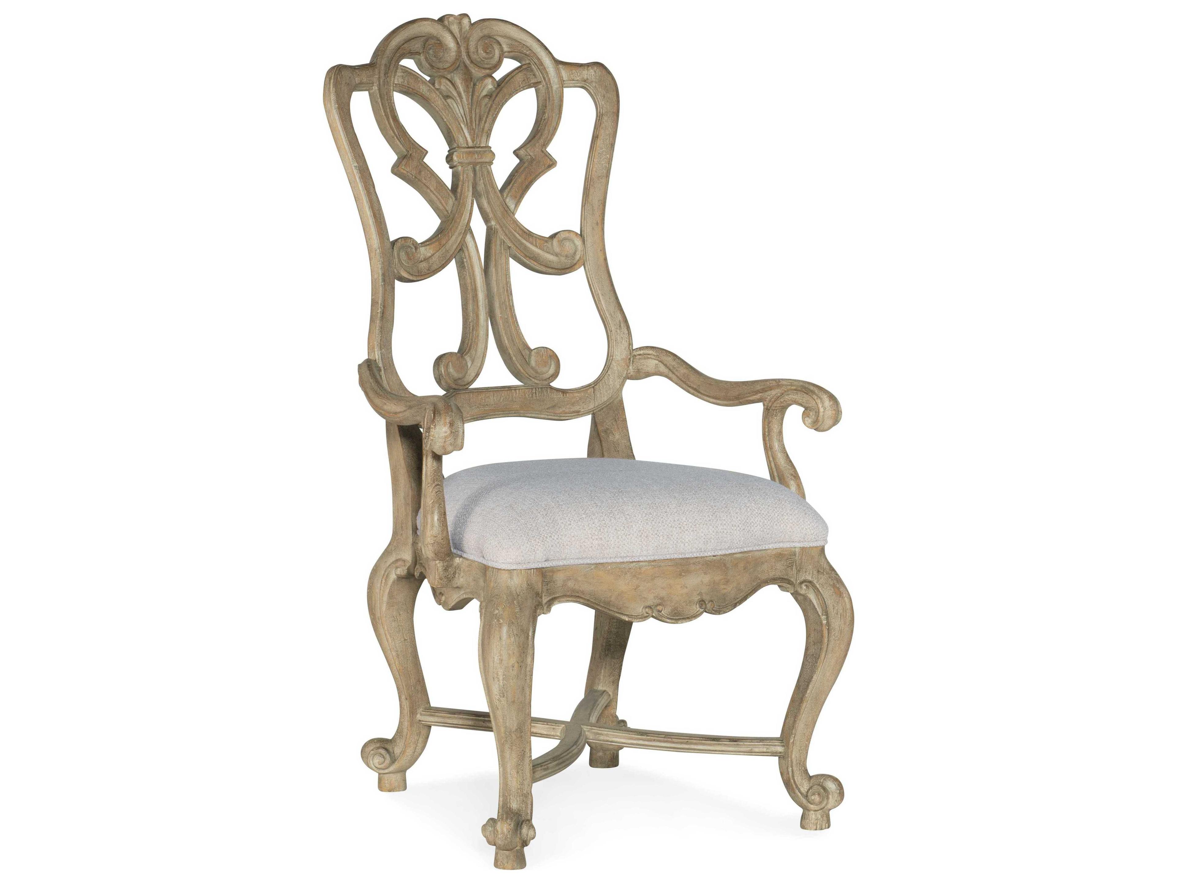 Heritage Beige Upholstered Arm Dining Chair