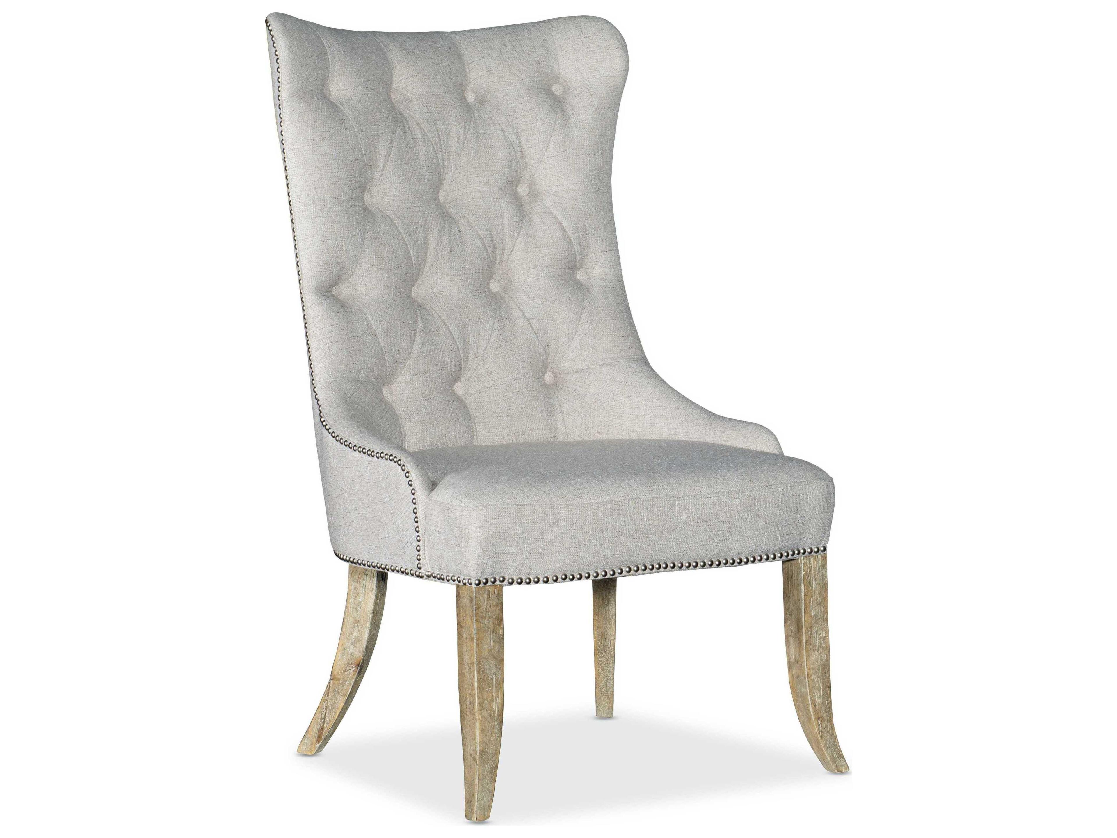 Heritage Tufted Beige Upholstered Arm Dining Chair