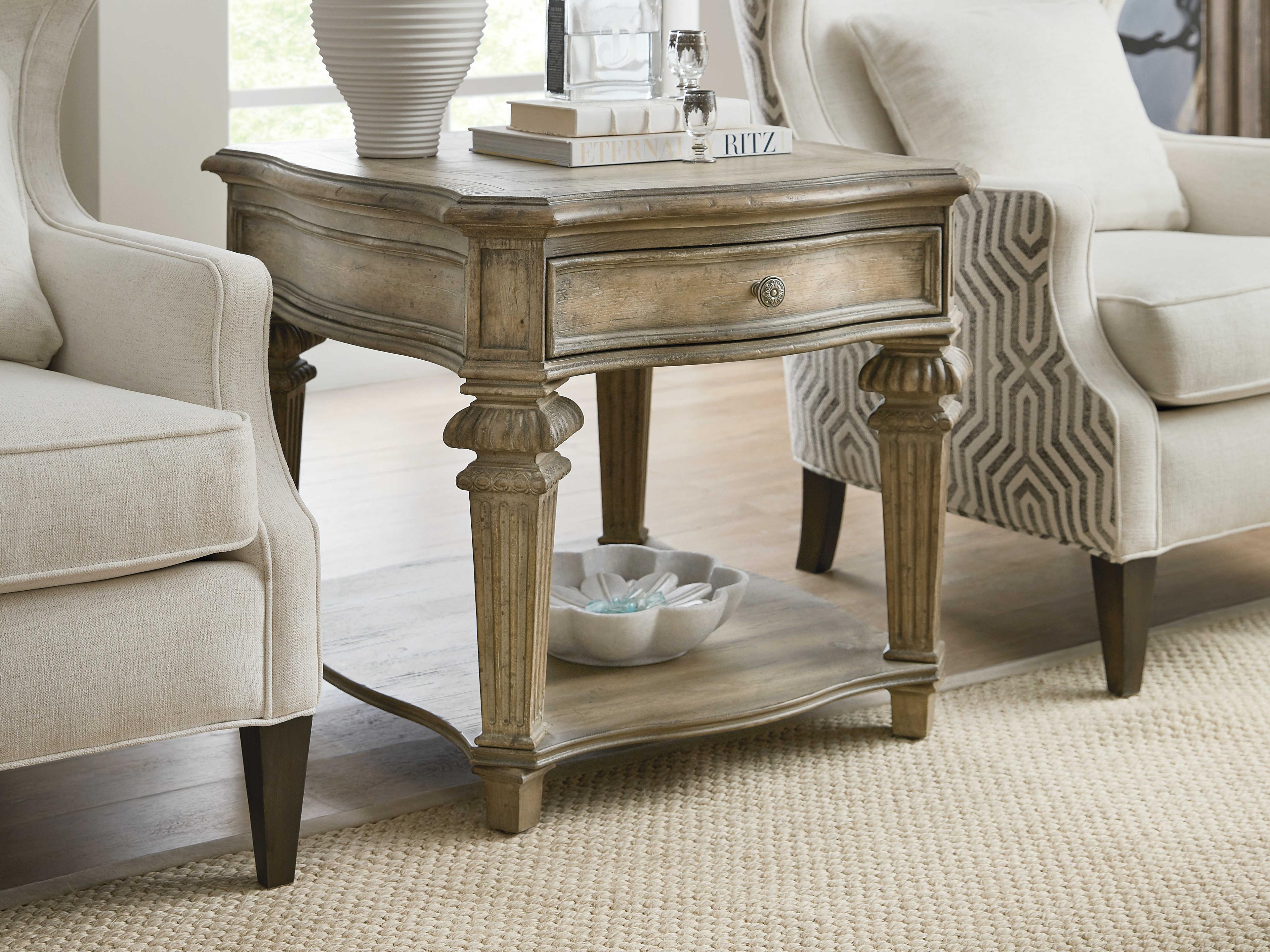 Luxecor Heritage Rectangular Wood Antique Slate End Table