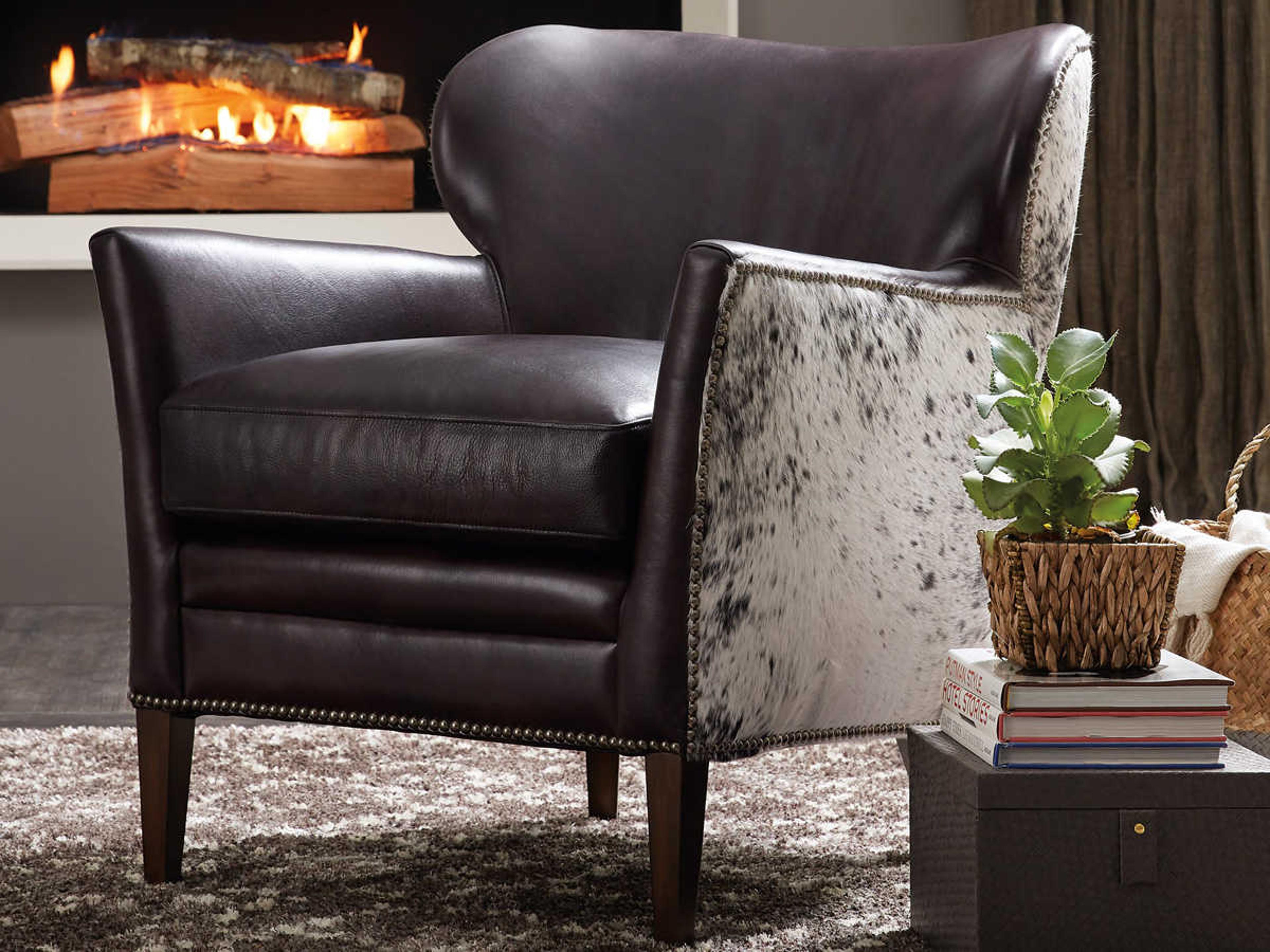 Luxecor Kato Gray Leather Accent Chair with Salt Pepper Brindle