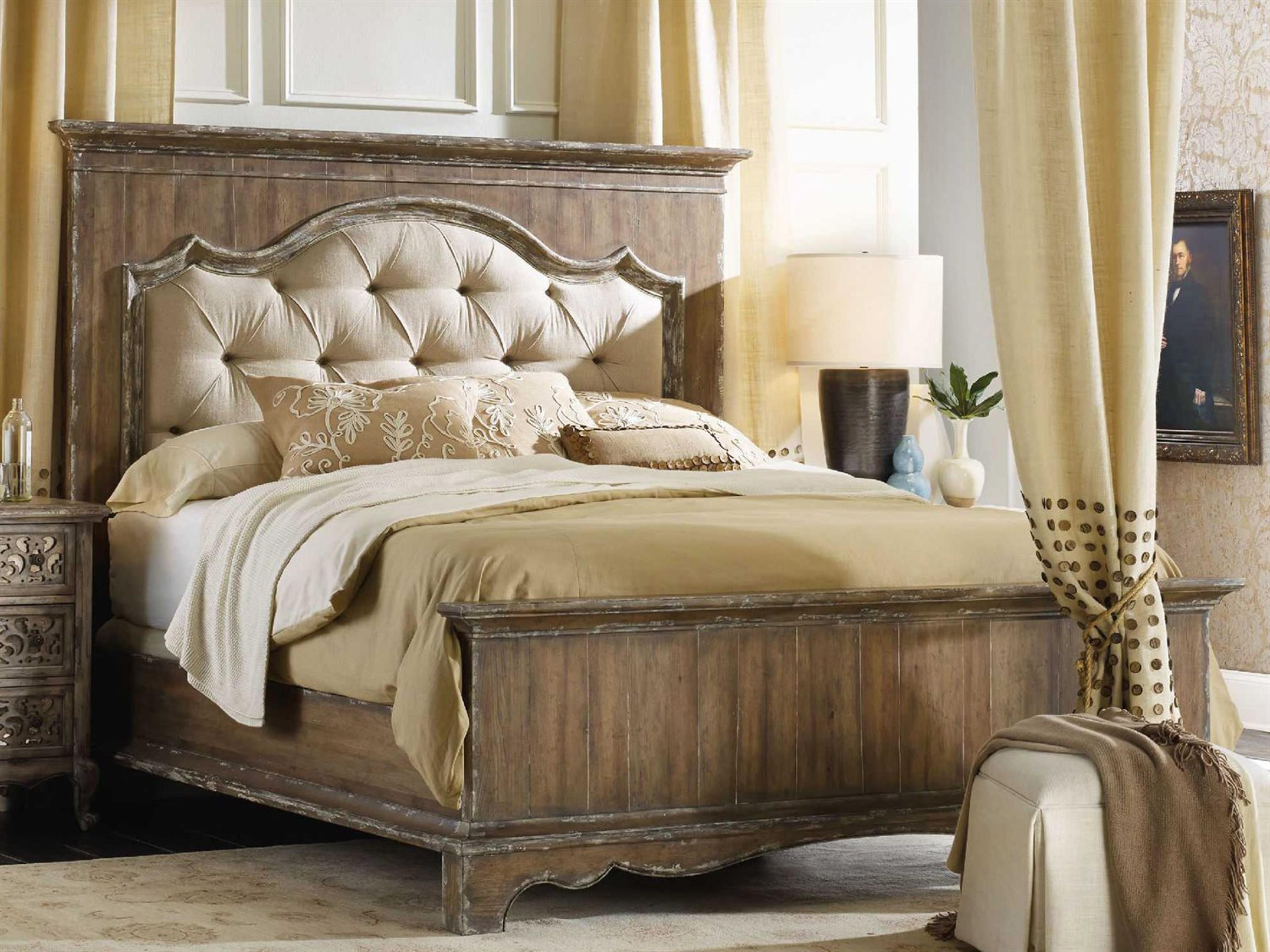 Luxecor Heritage Brown Hardwood Upholstered King Panel Bed