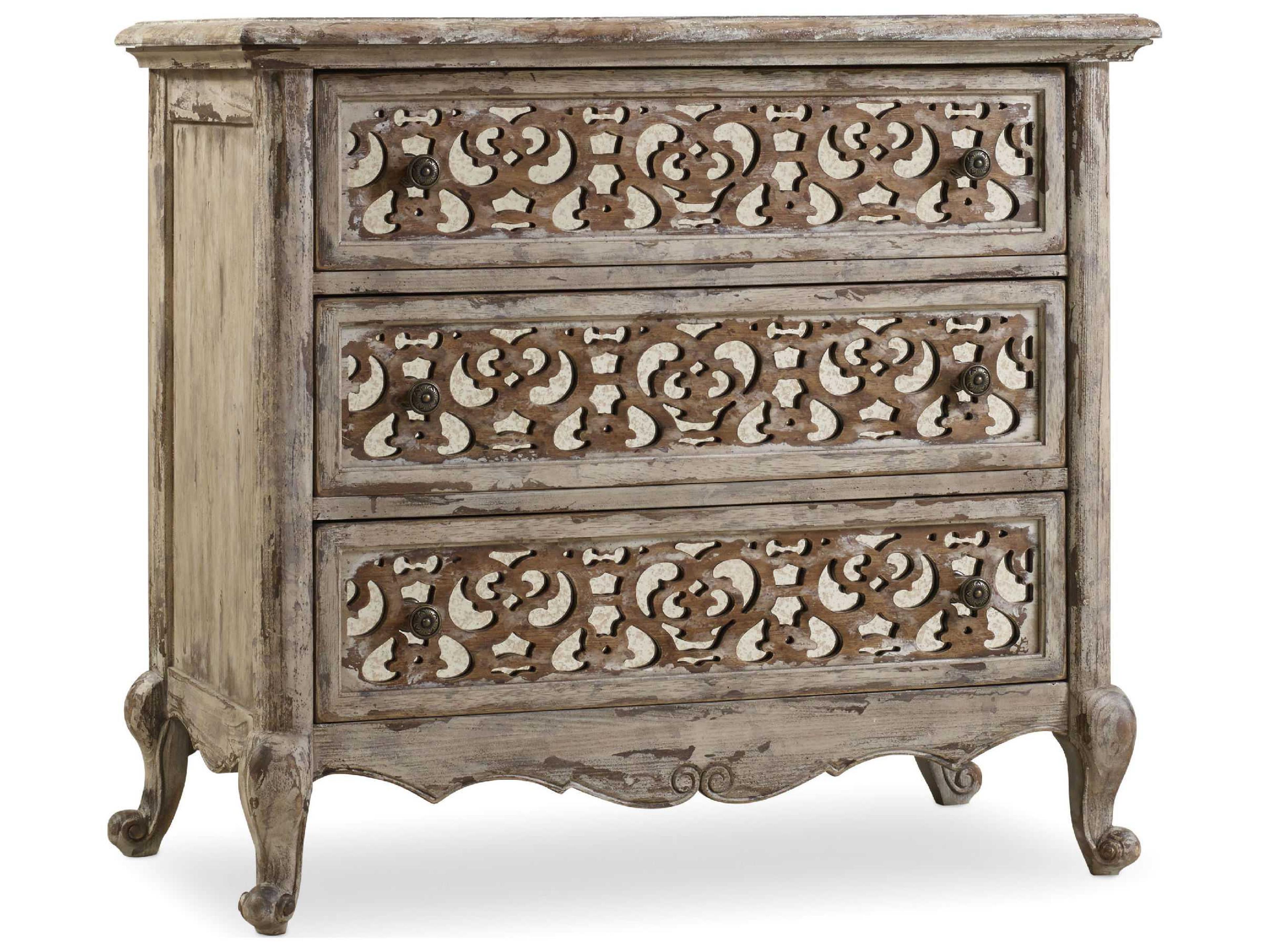Chatelet Fretwork 3-Drawer Nightstand in Caramel Froth and Parish Vintage