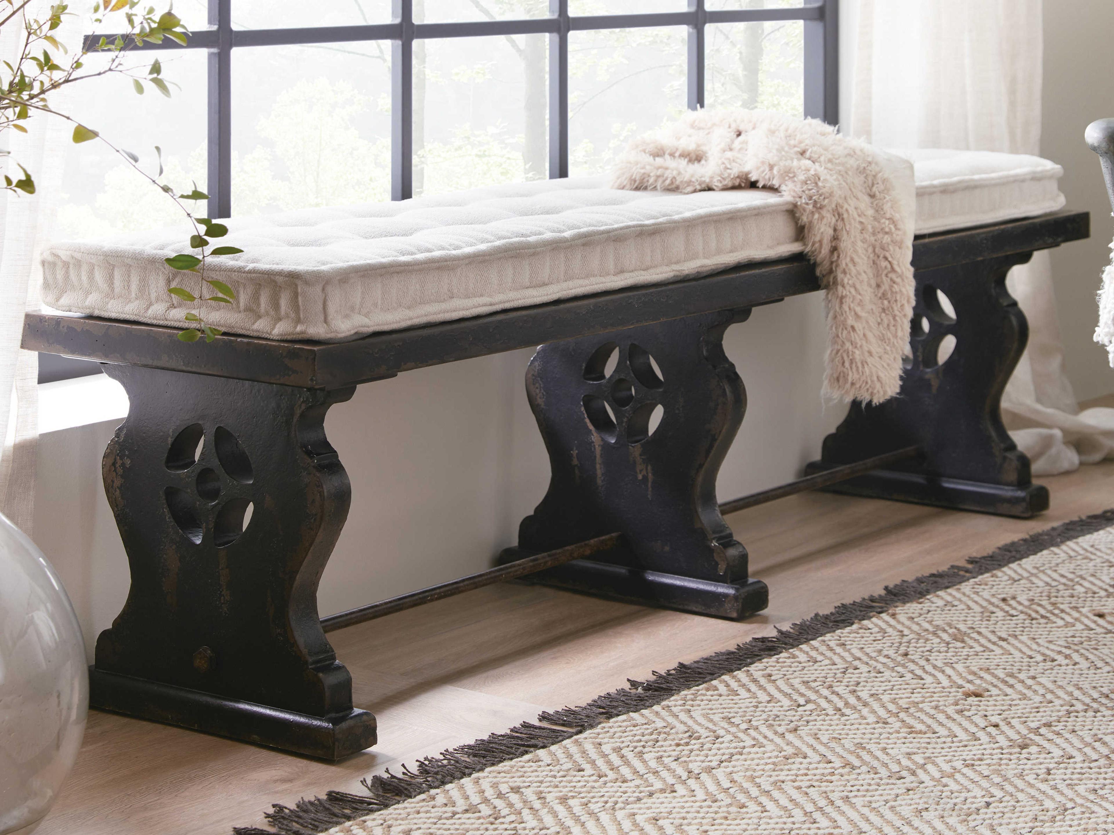 Luxecor Heritage Tuscan White Black Upholstered Accent Bench