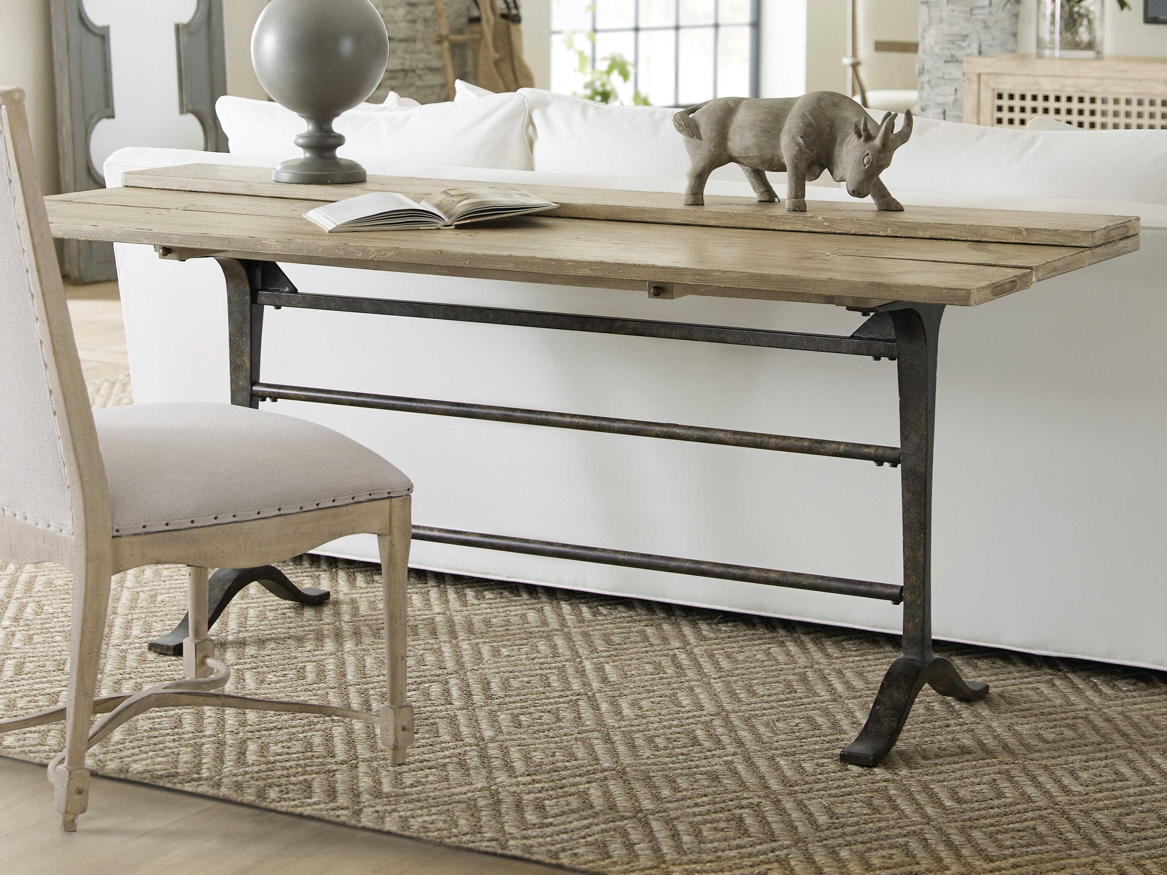 Luxecor Heritage Flip-Top Rectangular Light Wood Console Table