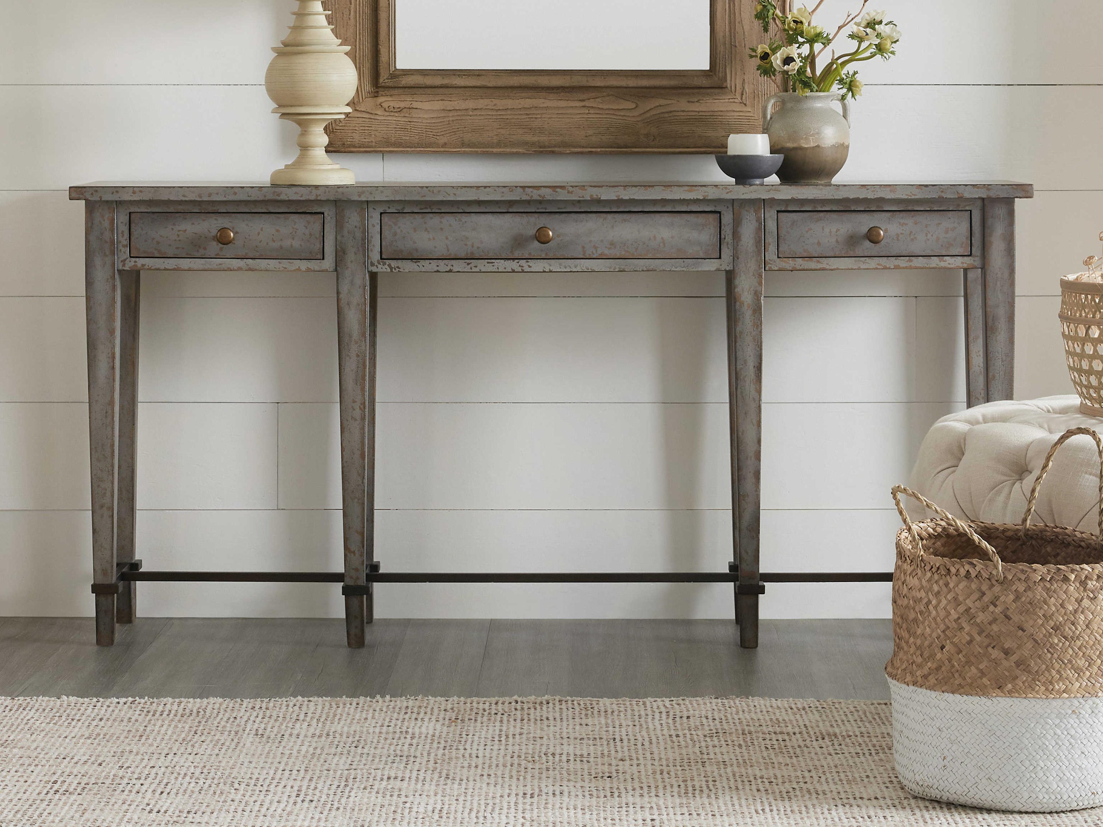 Luxecor Heritage Narrow Rectangular Wood Gray Console Table