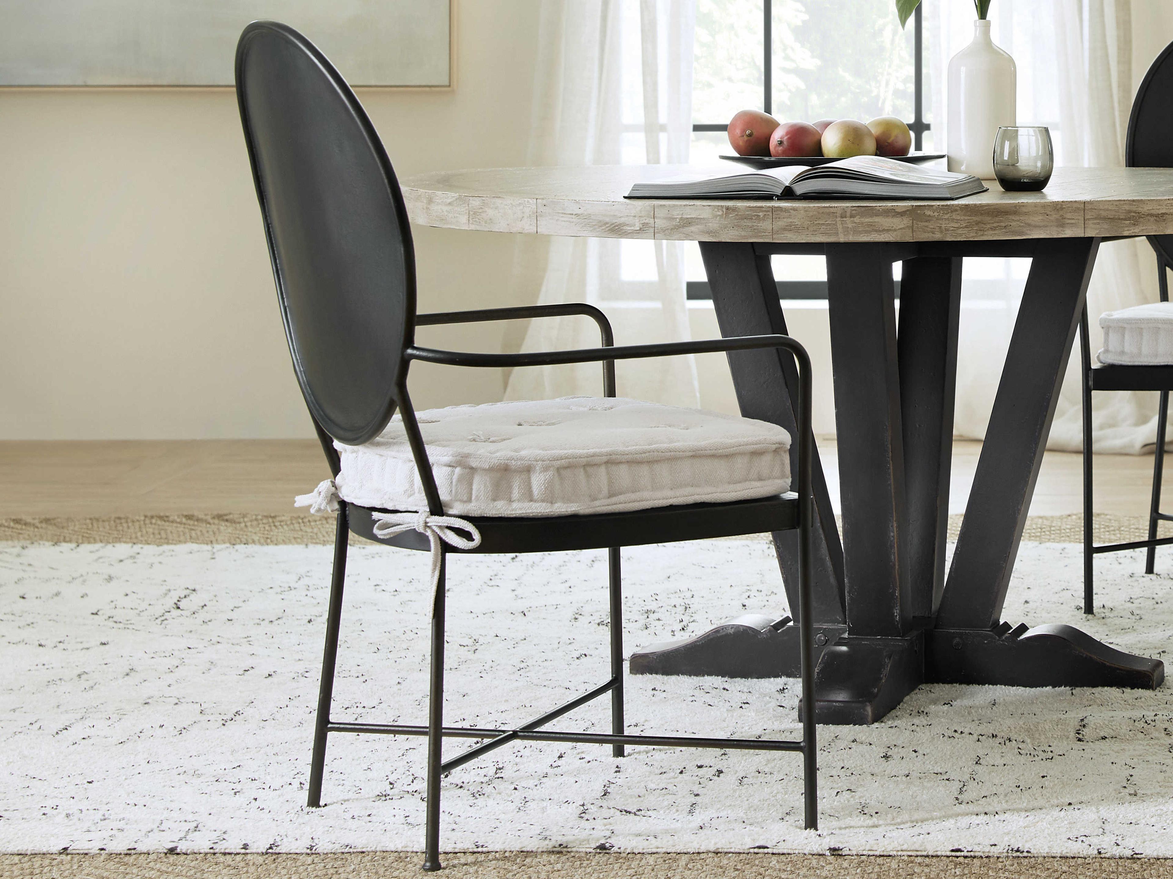 Luxecor Heritage Tufted Black Upholstered Arm Dining Chair