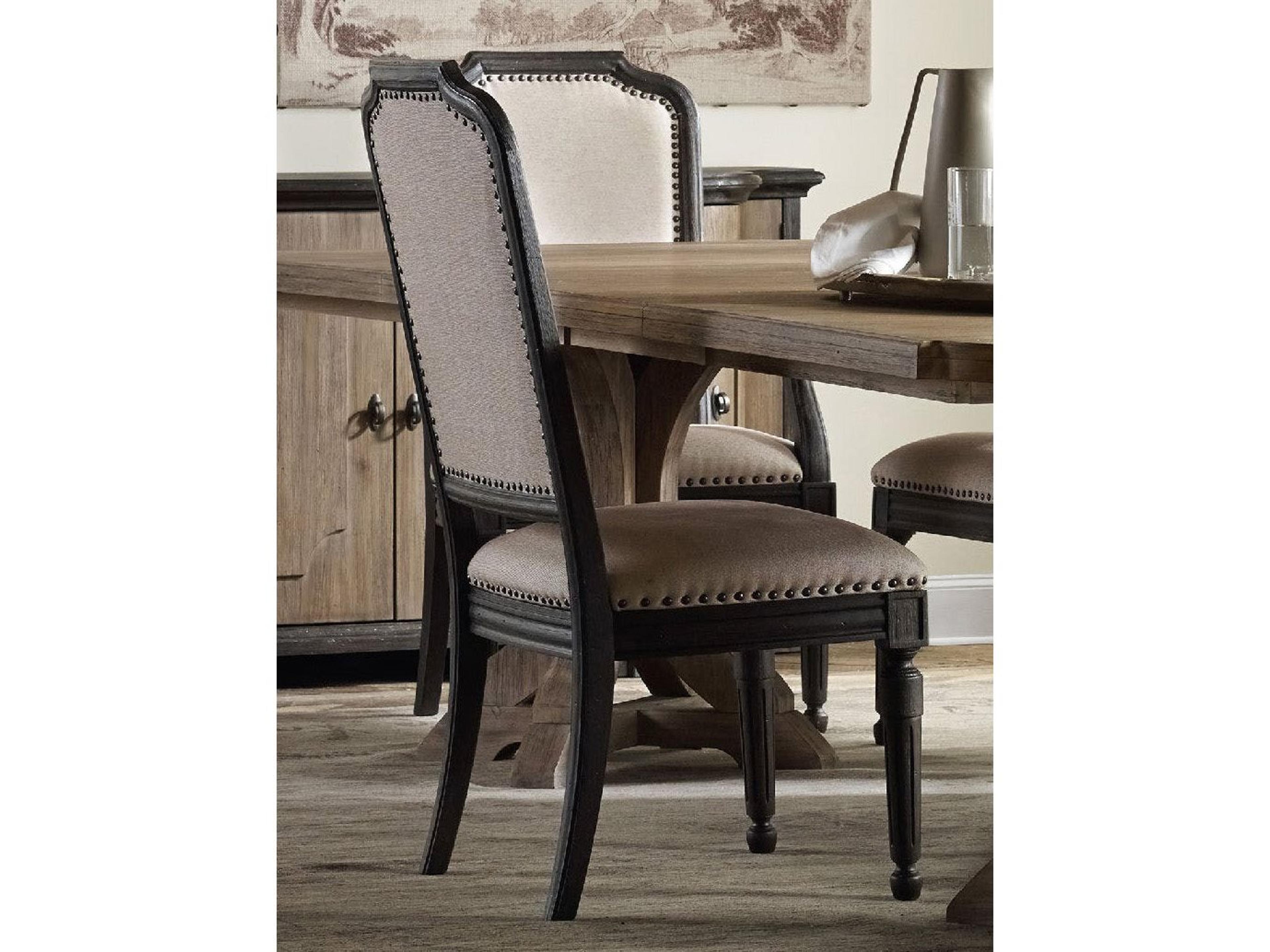 Luxecor Heritage Acacia Wood Brown Upholstered Side Dining Chair