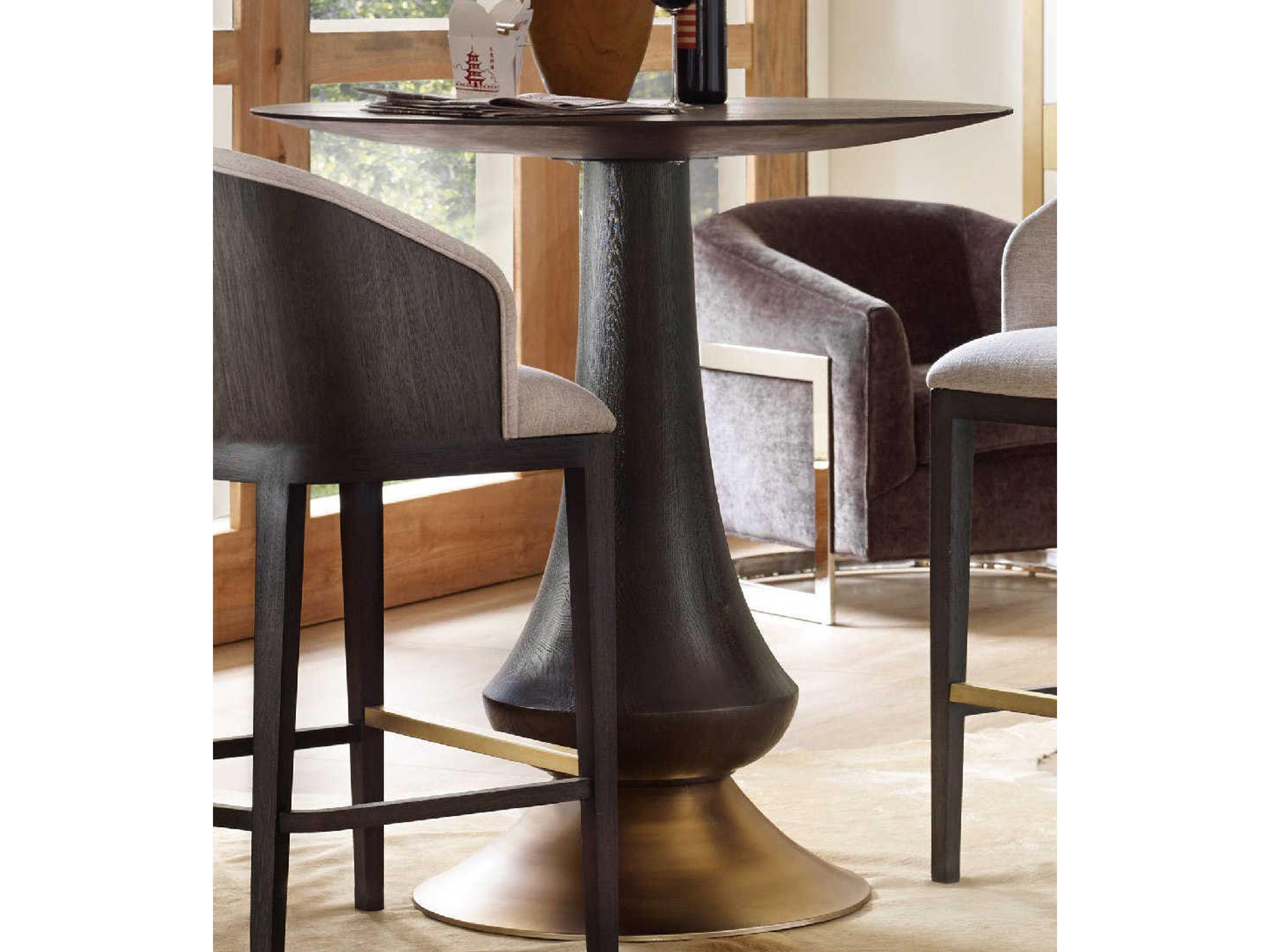 Hooker Furniture Curata Midnight With Brass Round Wood Bar Table