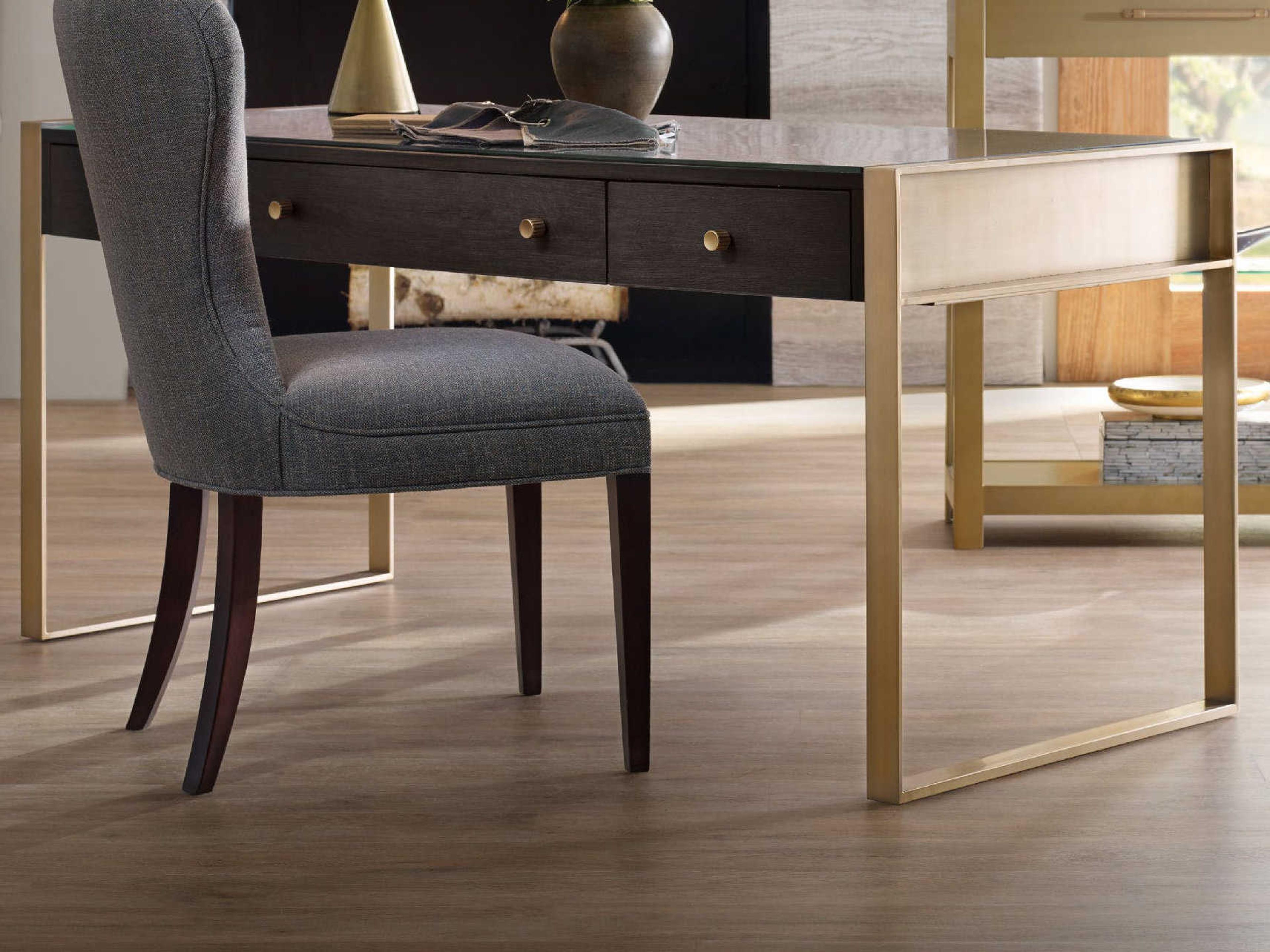 Luxecor Heritage Midnight With Glass Brown Oak Wood Writing Desk