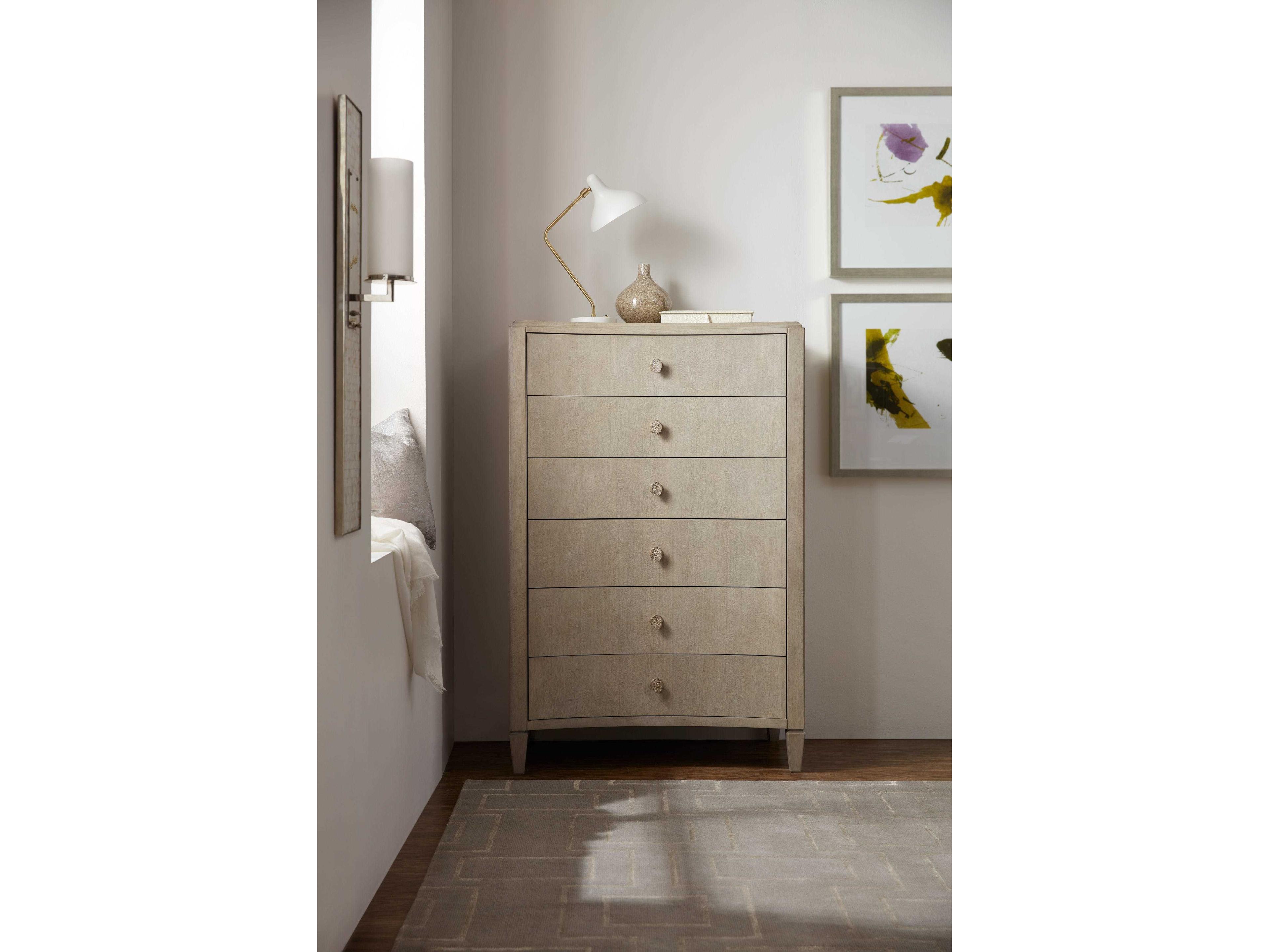 Luxecor Heritage 6-Drawers Serene Gray Beige Rubberwood Accent Chest