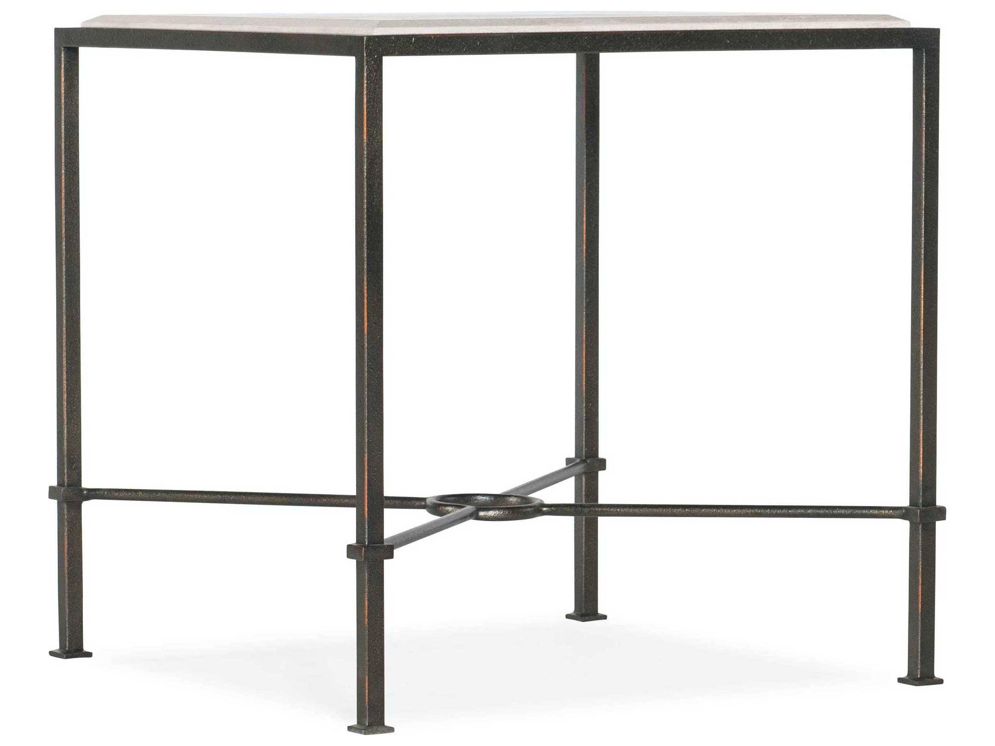 Square Creamy Beige Marble Gray End Table