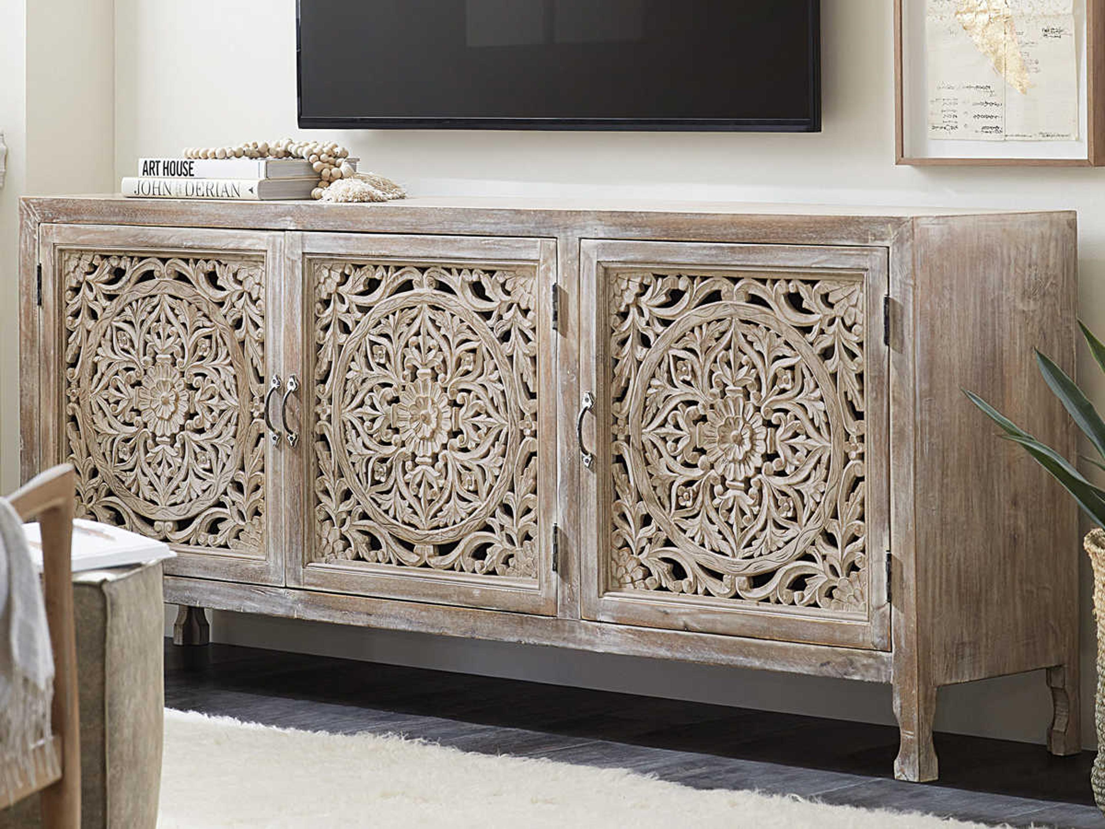 Hooker Furniture 80" Hardwood Light Wood Media Console