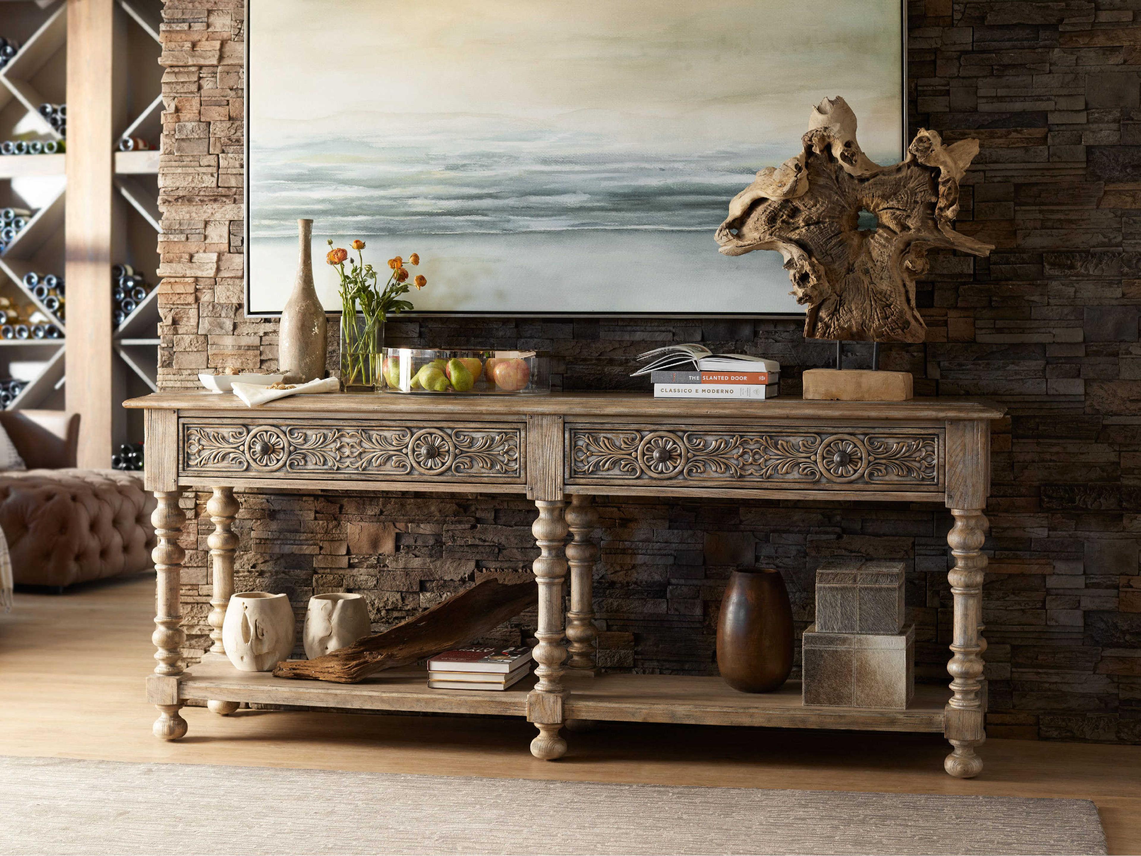 Luxecor Heritage Bexar Leg Huntboard Rectangular Wood Sandstone Console Table