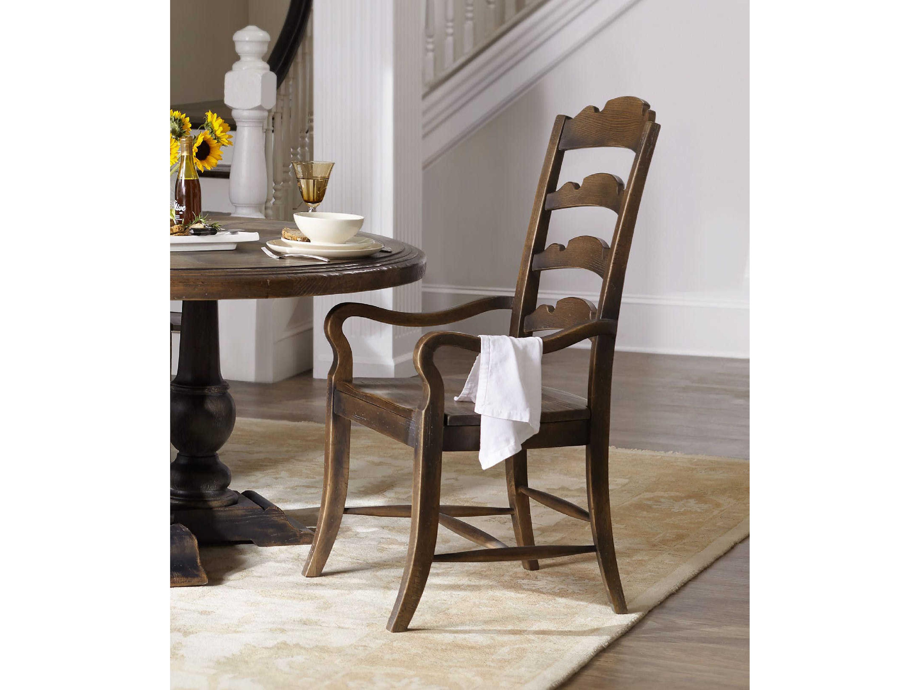 Luxecor Heritage Hardwood Brown Arm Dining Chair